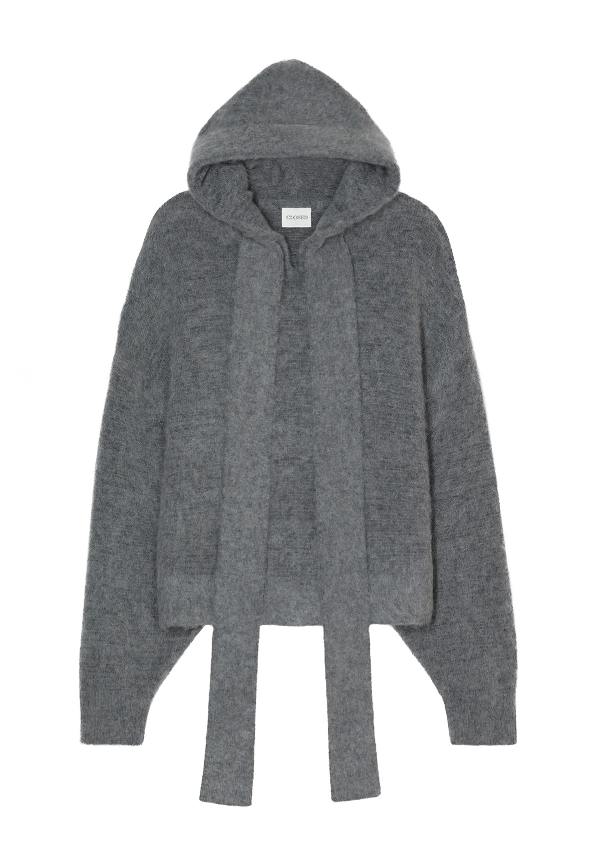 C96922 Bow Tie Hoodie Pullover | Dark Grey Melange