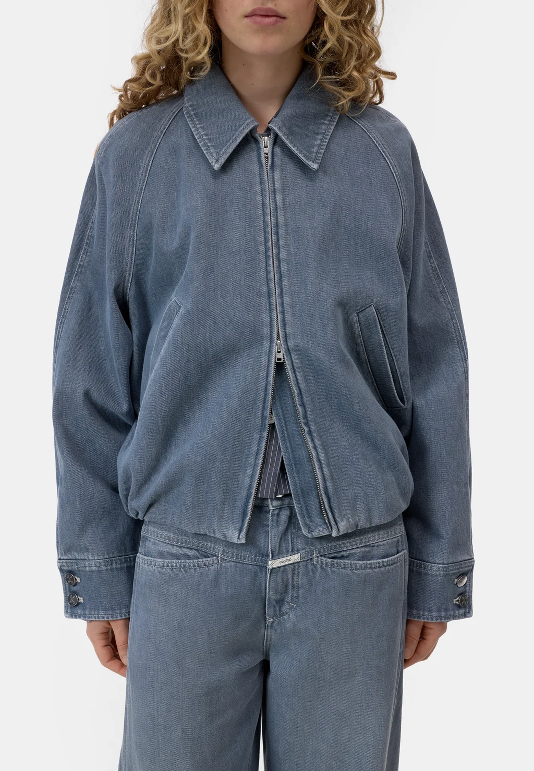 C97510 Denim Raglan Blouson | Mid Grey