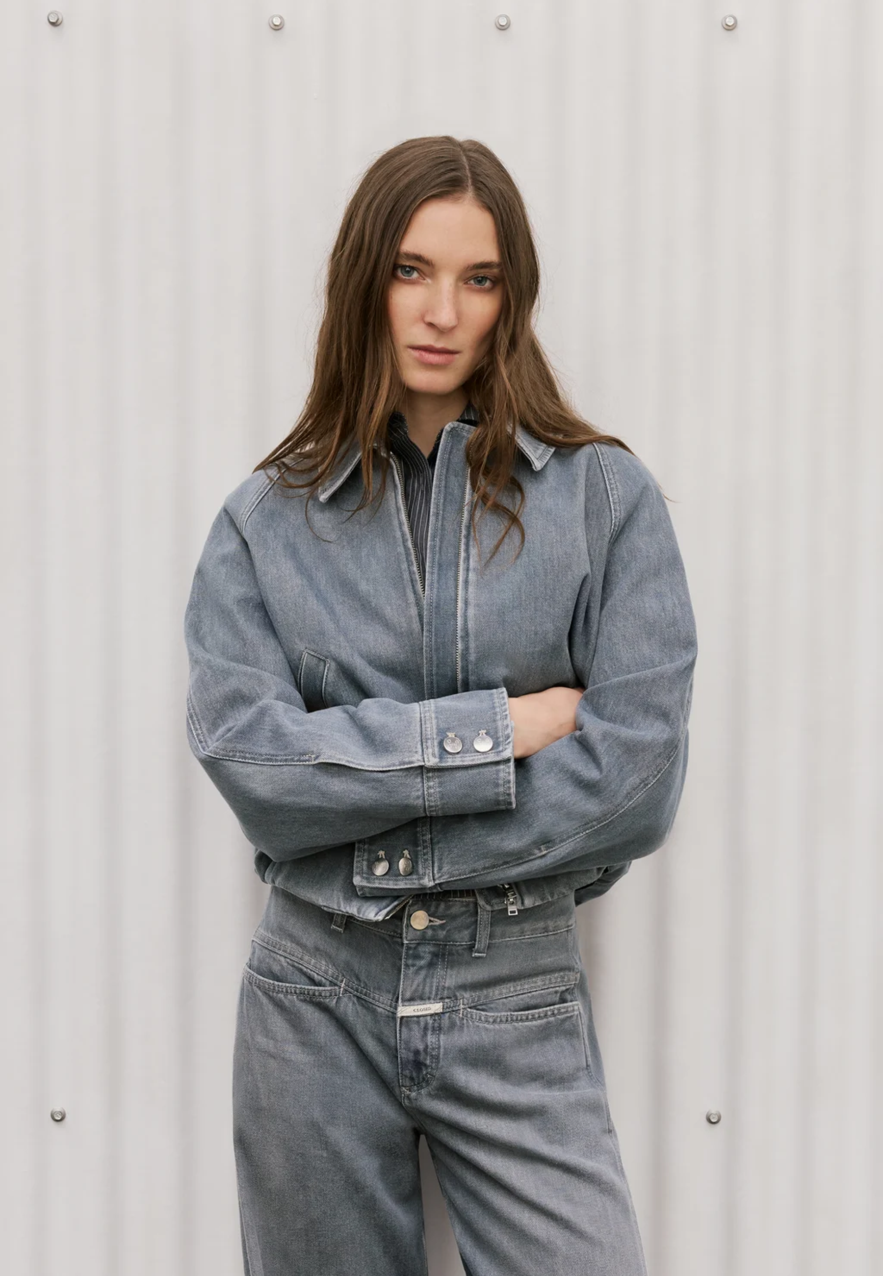 C97510 Denim Raglan Blouson | Mid Grey