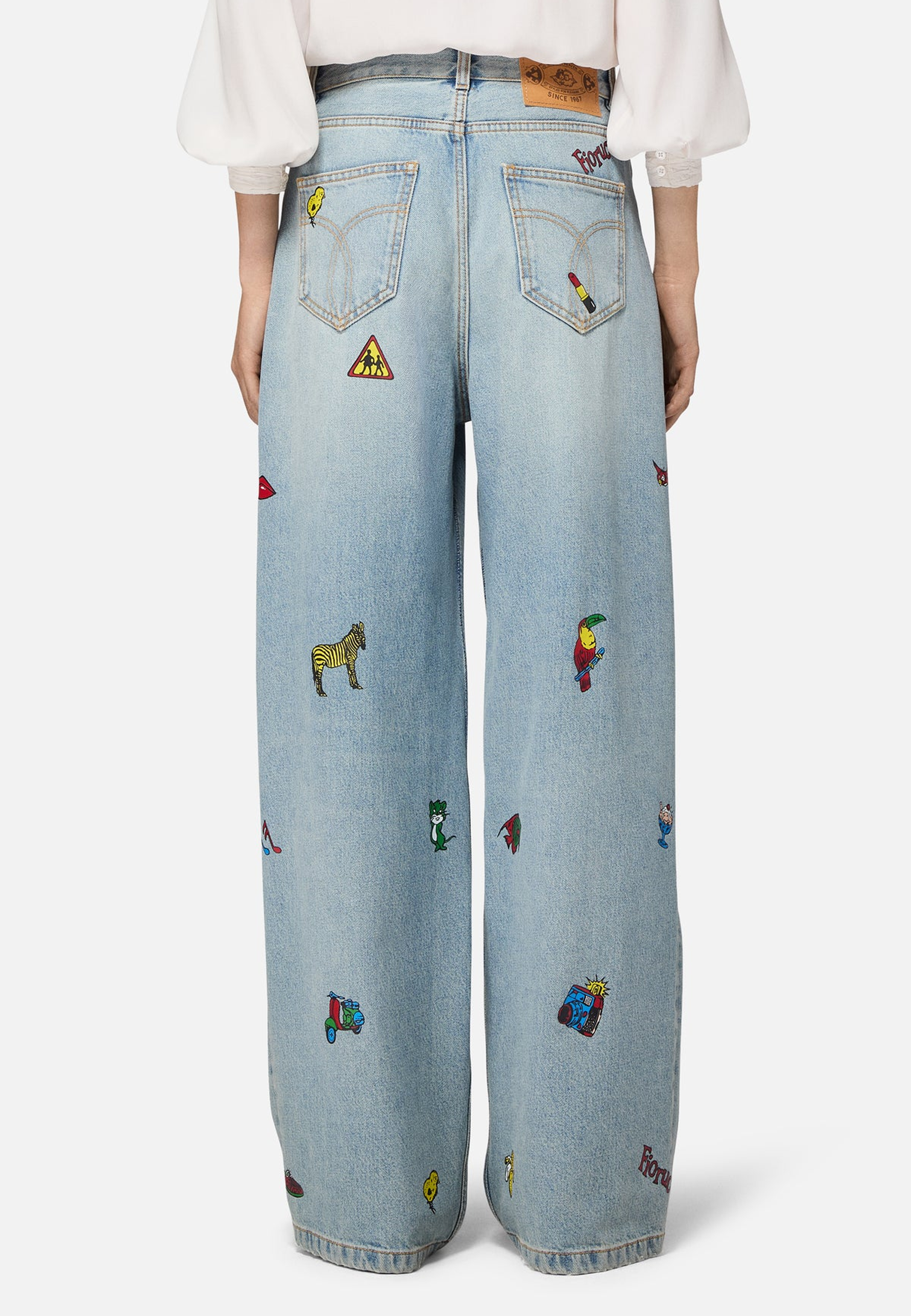 Comic Toys Print Baggy Jeans | Light Blue