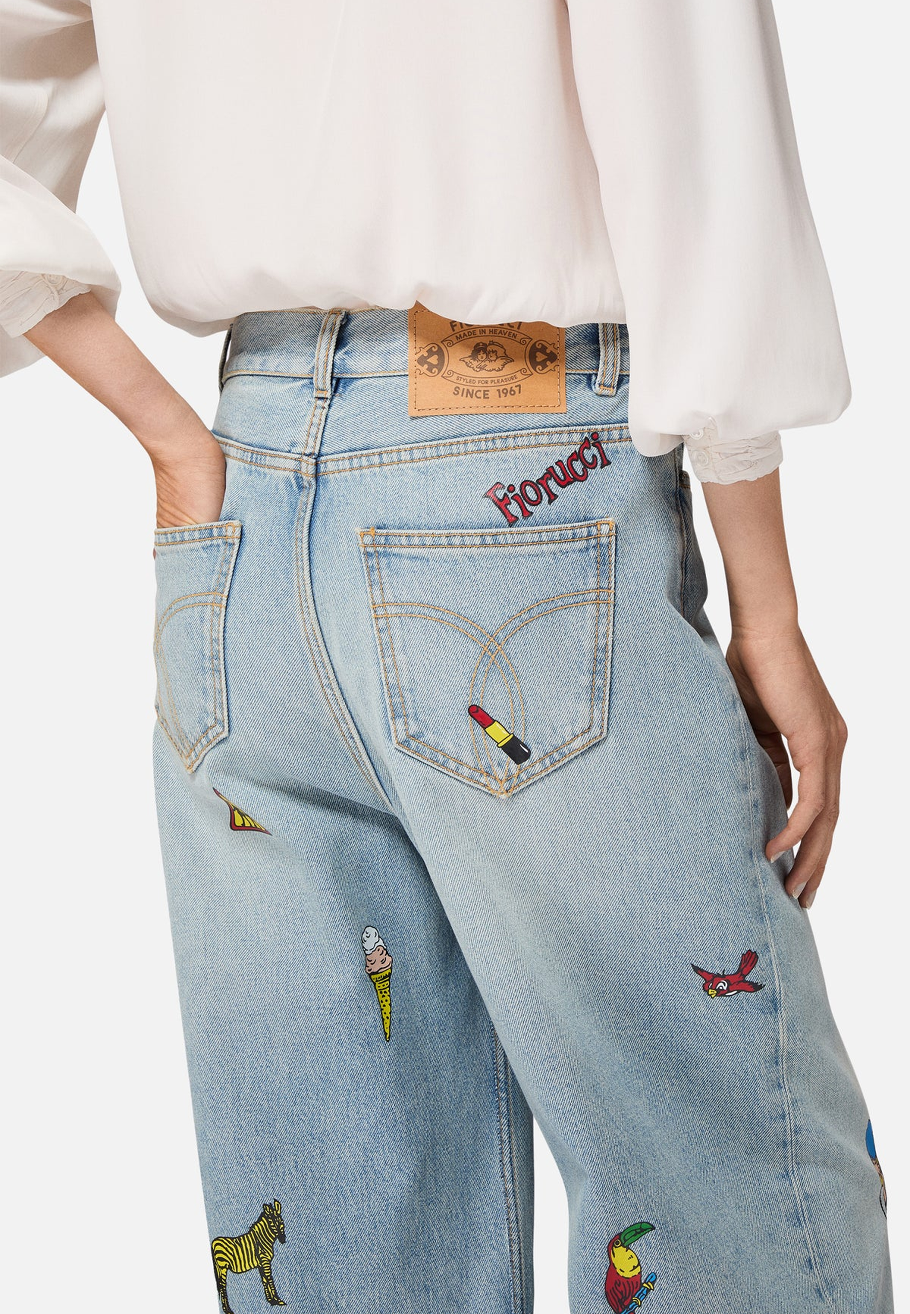 Comic Toys Print Baggy Jeans | Light Blue