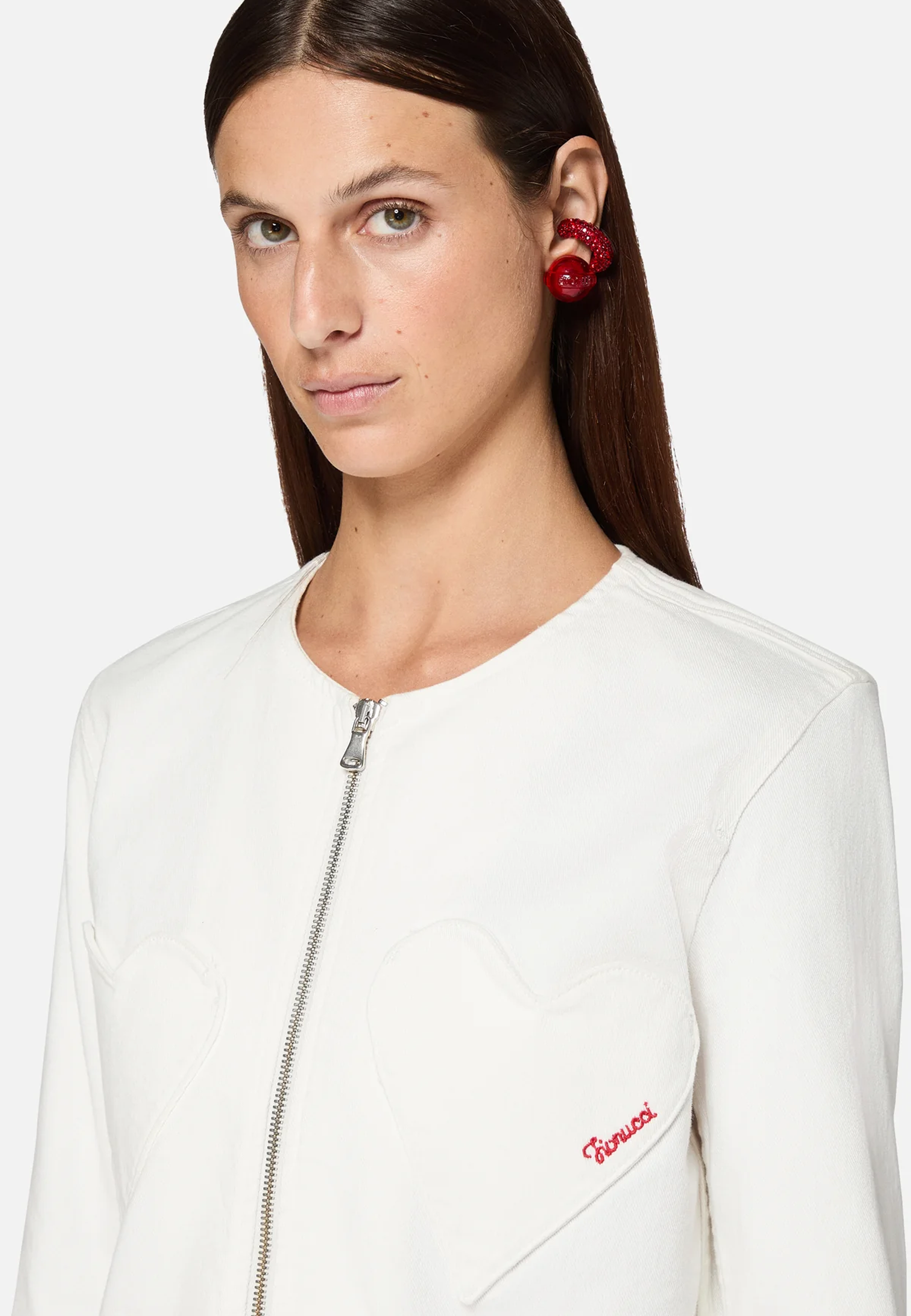 Double Heart Jeansjacke | White