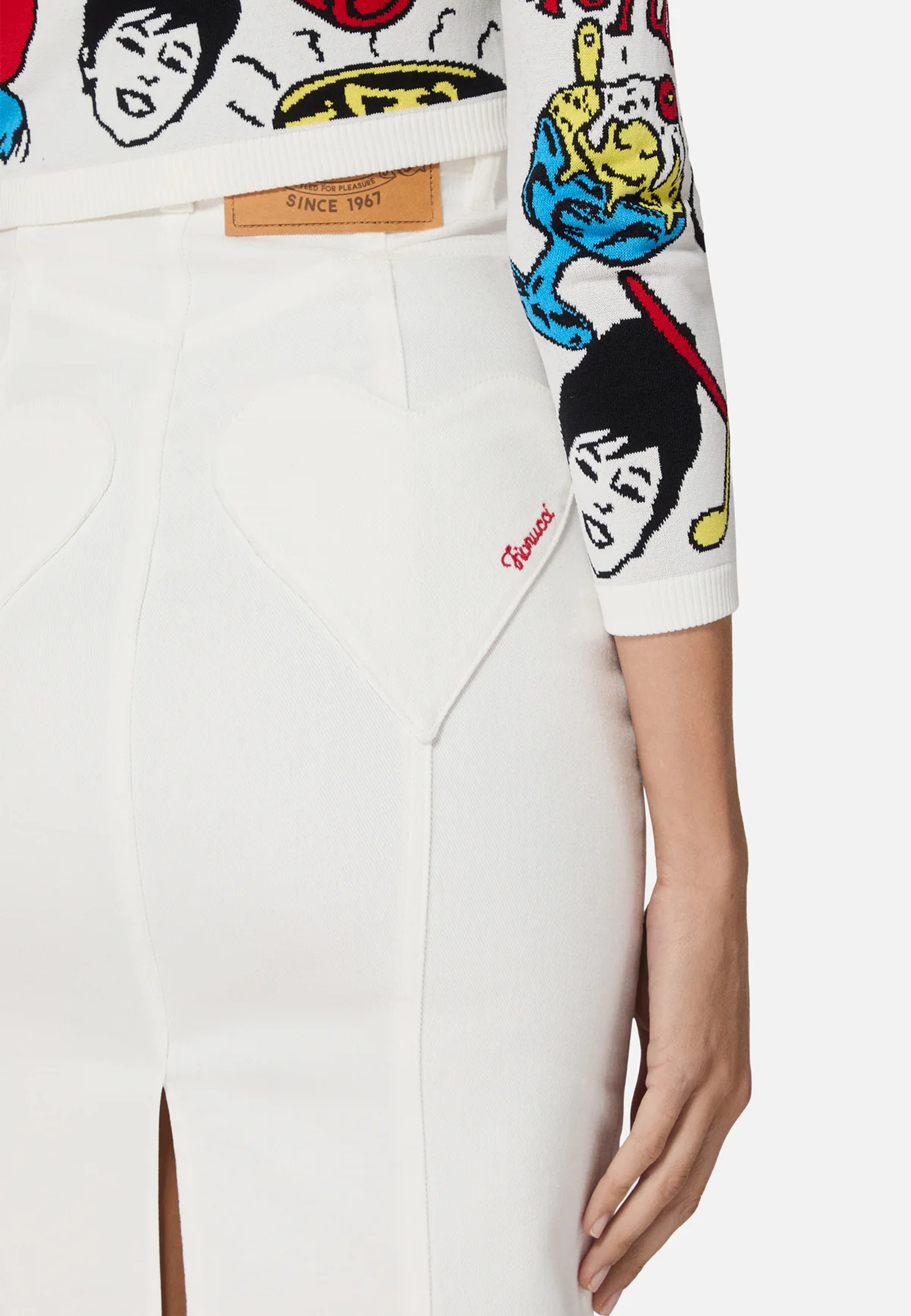 Double Heart Midi Skirt | White