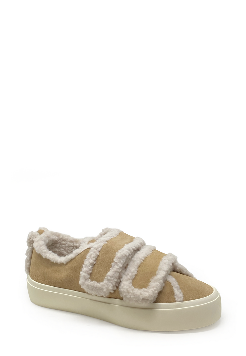 Shearling Low Velcro Klett Sneaker | Beige