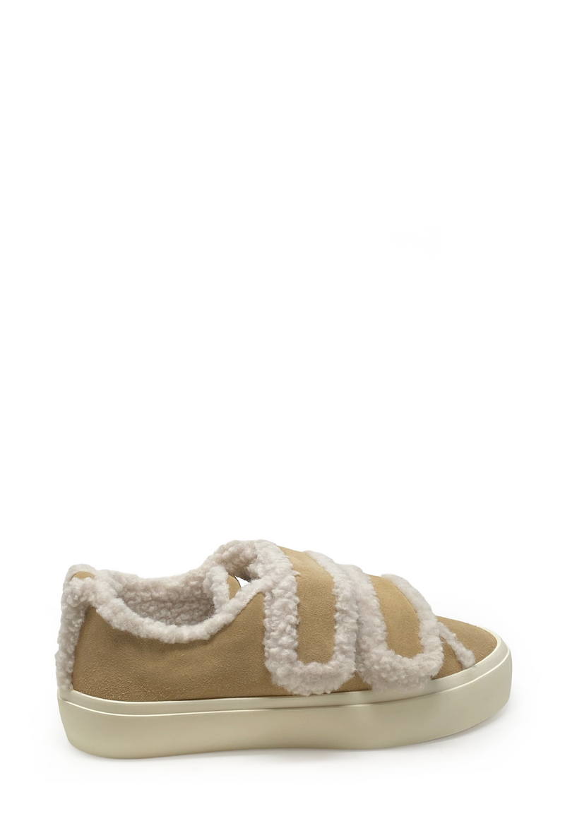 Shearling Low Velcro Klett Sneaker | Beige