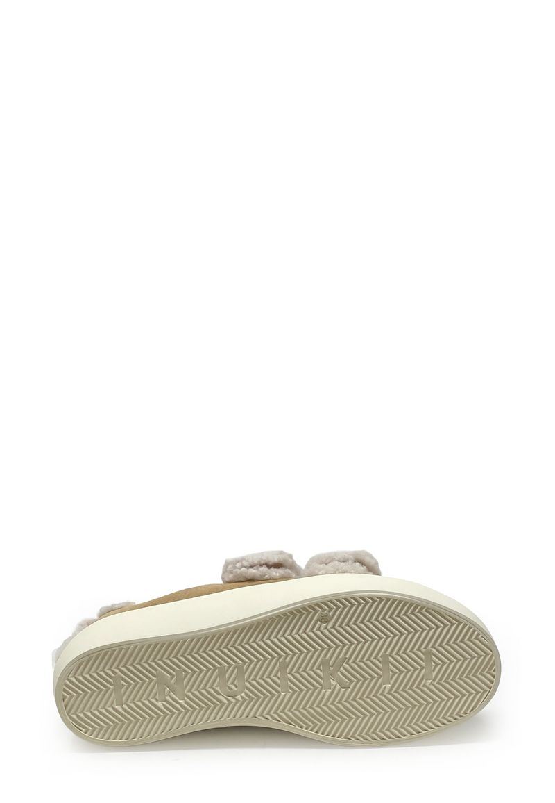 Shearling Low Velcro Klett Sneaker | Beige