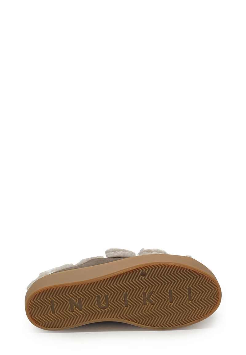 Shearling Low Velcro Klett Sneaker | Dark Brown