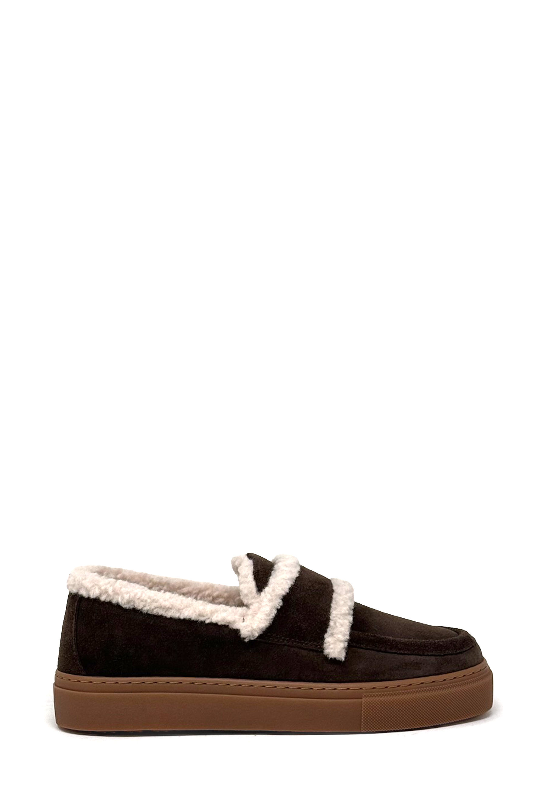 Shearling Plain Loafer | Dark Brown
