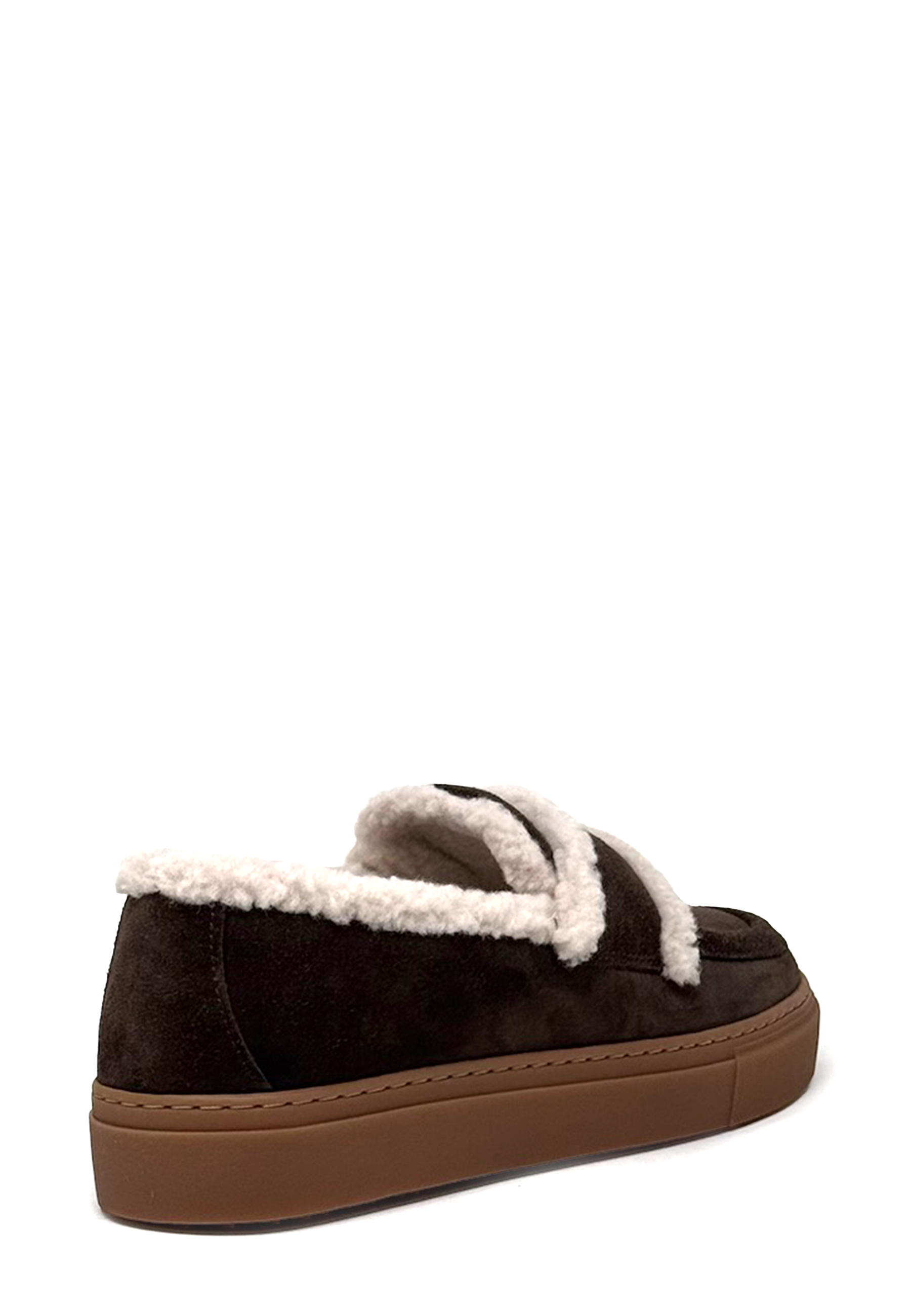 Shearling Plain Loafer | Dark Brown
