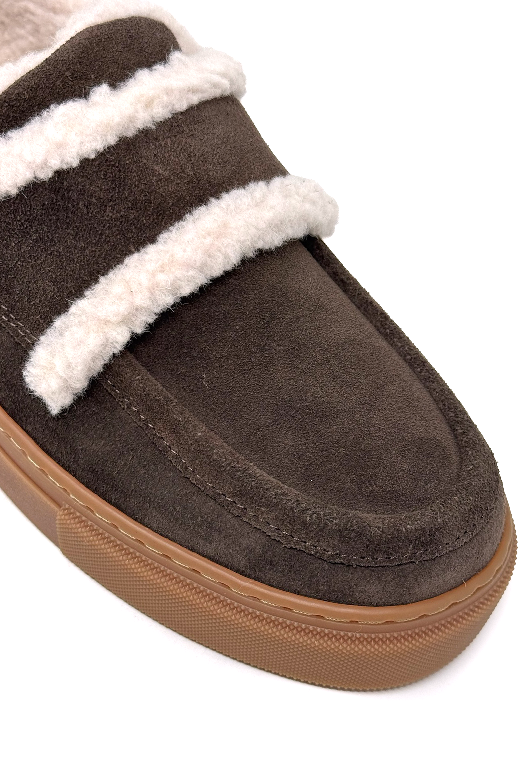 Shearling Plain Loafer | Dark Brown