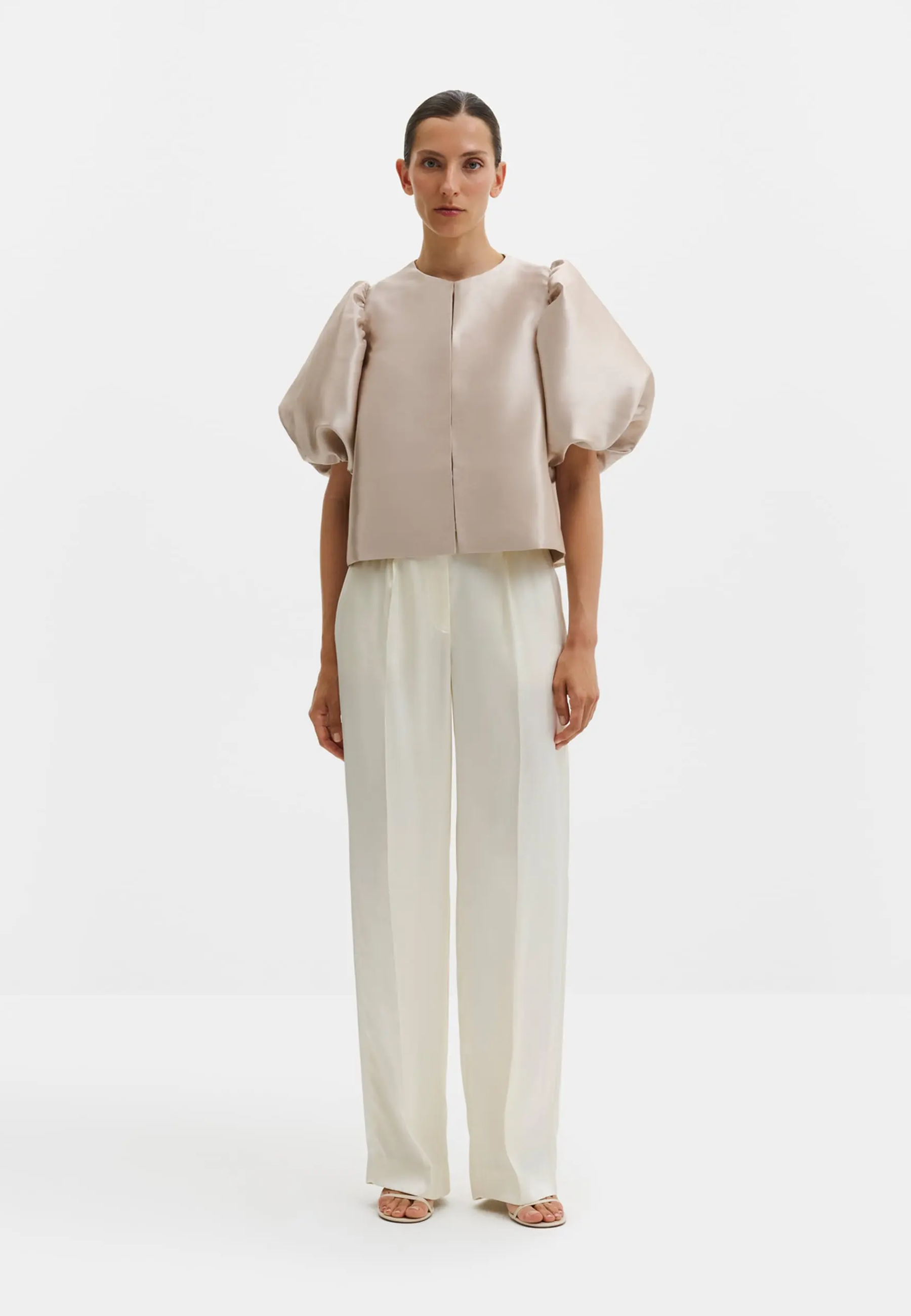 Cleo Puff Sleeve Bluse | Soft Beige