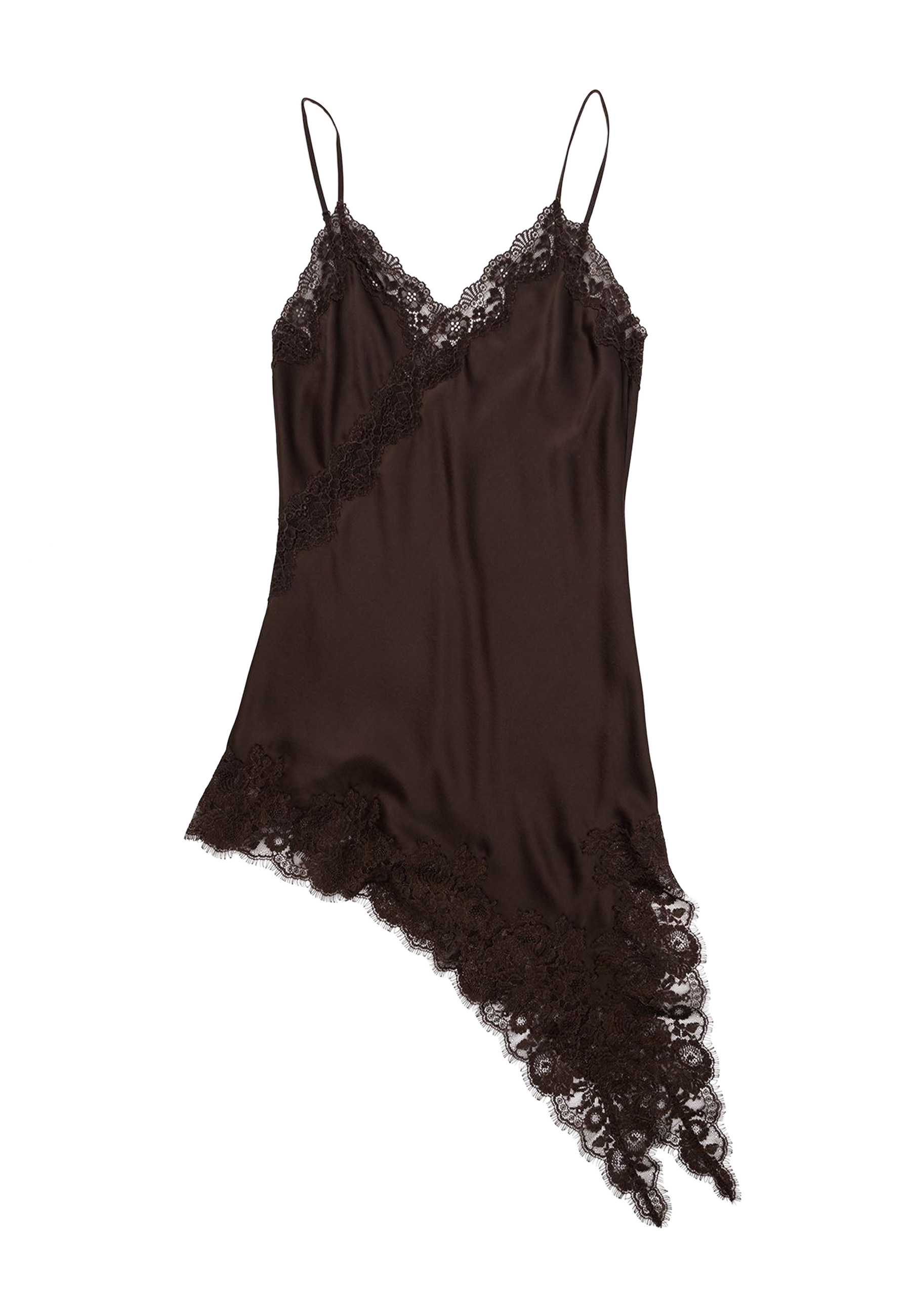 230329 Spitzen Seidenkleid | Brown