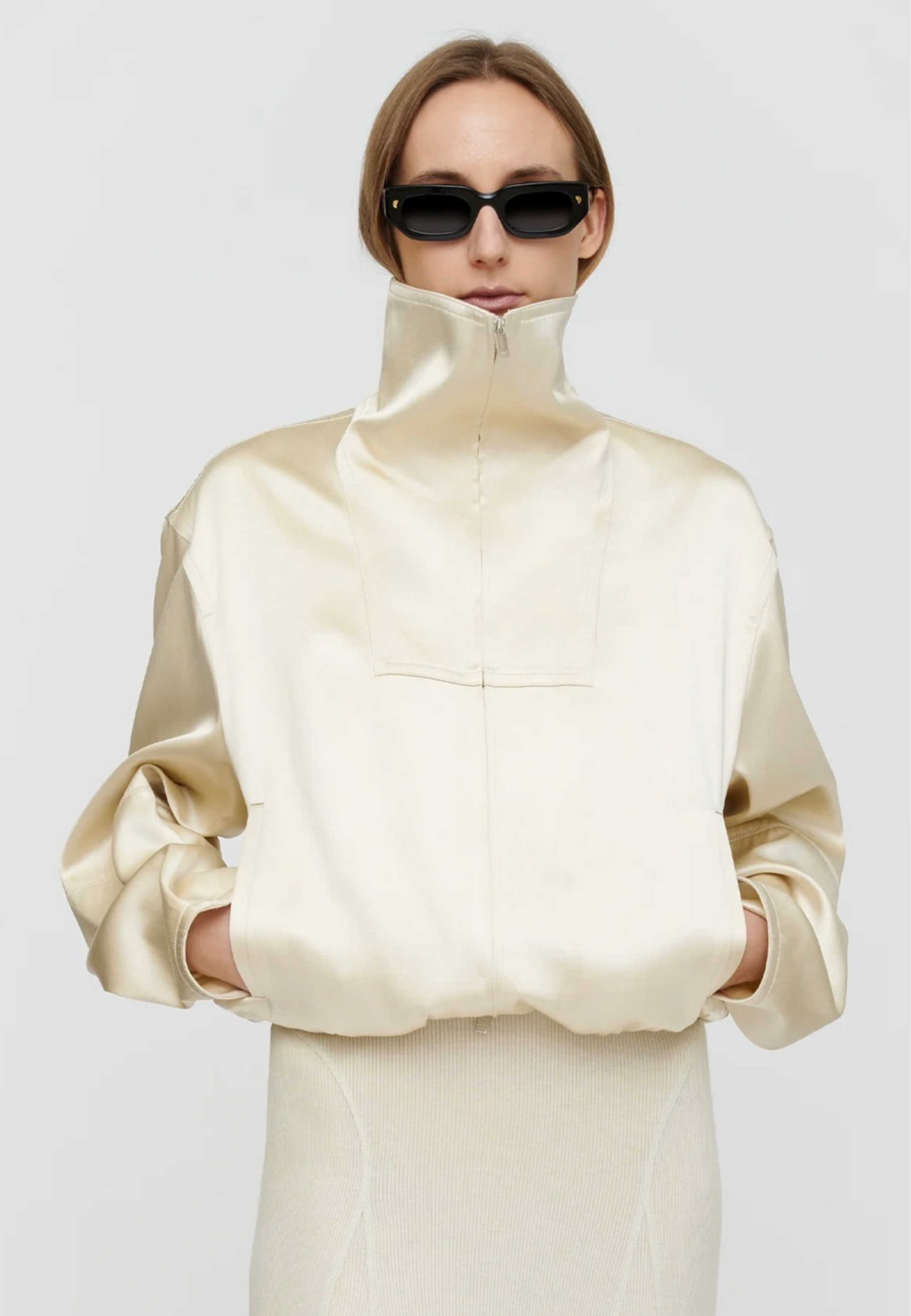 Alonza Viskose Bomberjacke | Creme