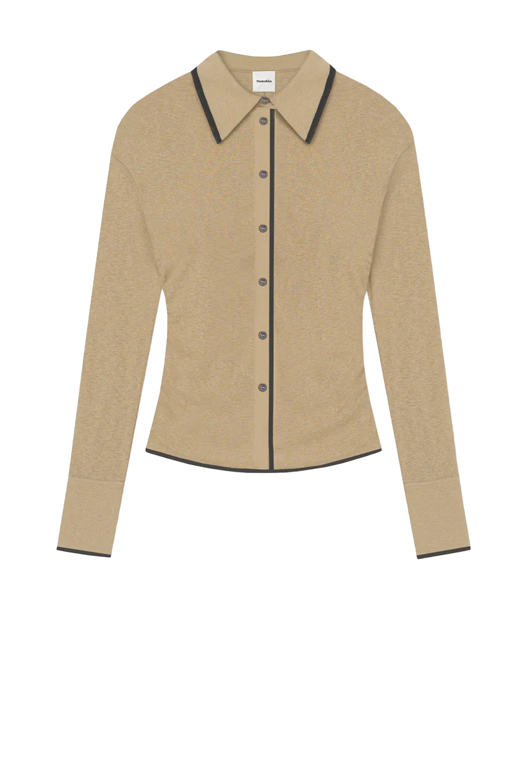 Idana Mesh Jersey Bluse | Sand Antrhracite