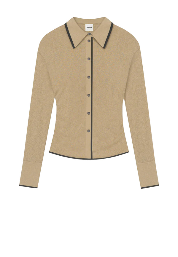 Idana Mesh Jersey Bluse | Sand Antrhracite