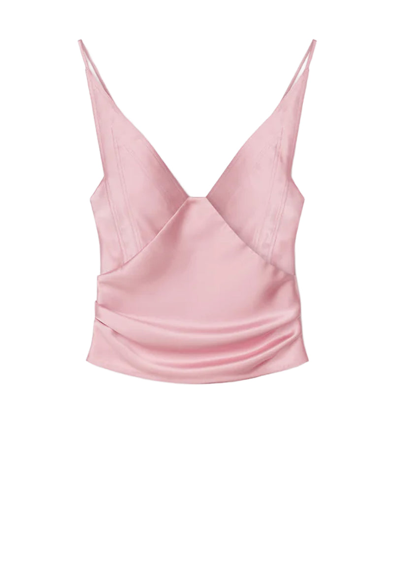 Rheia Satin Top | Pastel Pink