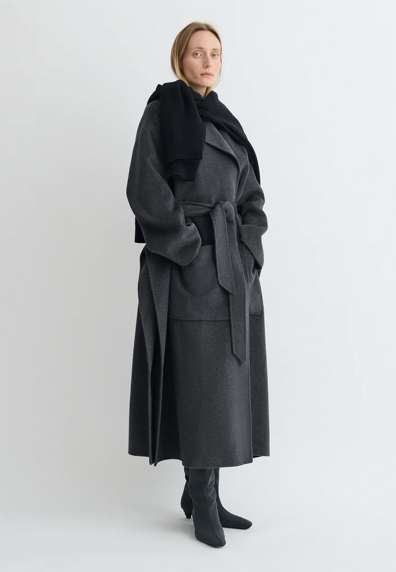 Salima Double Wool Mantel | Grey Melange