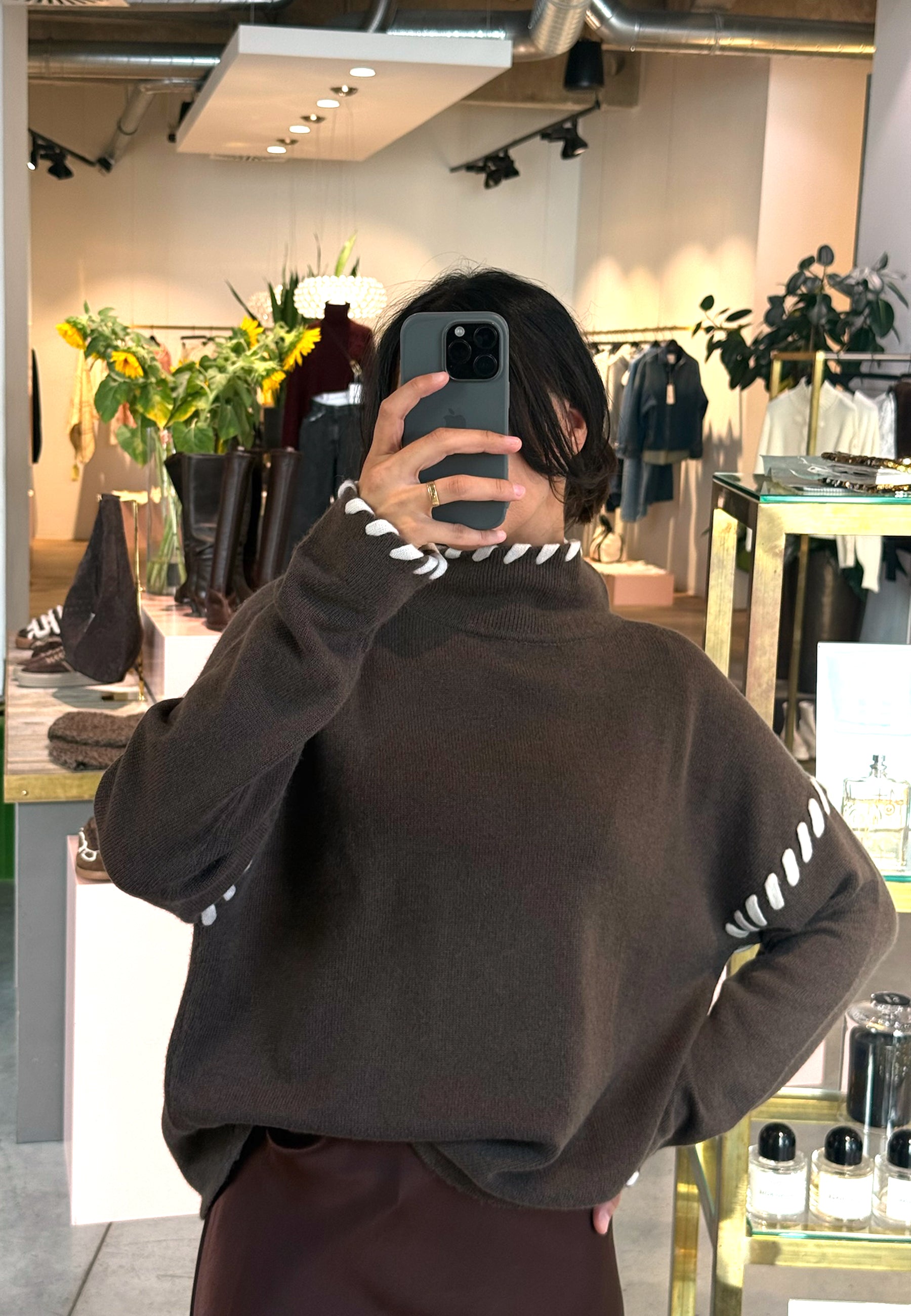 Amy Kaschmir Rollkragen Pullover | Choco Silver