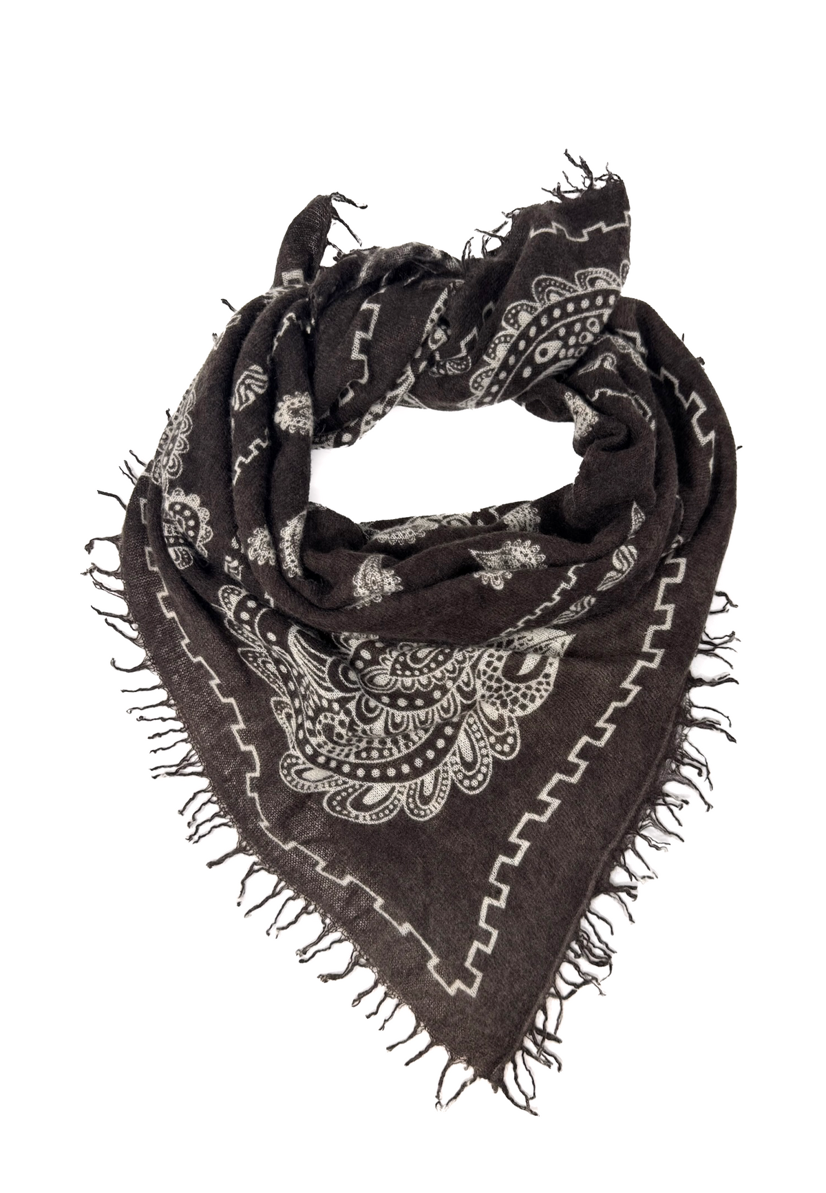 Paisley Maxi Kaschmir Tuch | Choco Offwhite