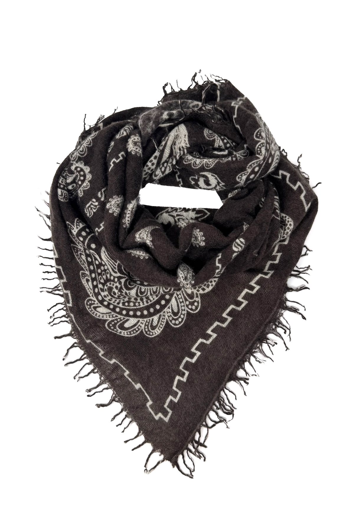 Paisley Maxi Kaschmir Tuch | Choco Offwhite