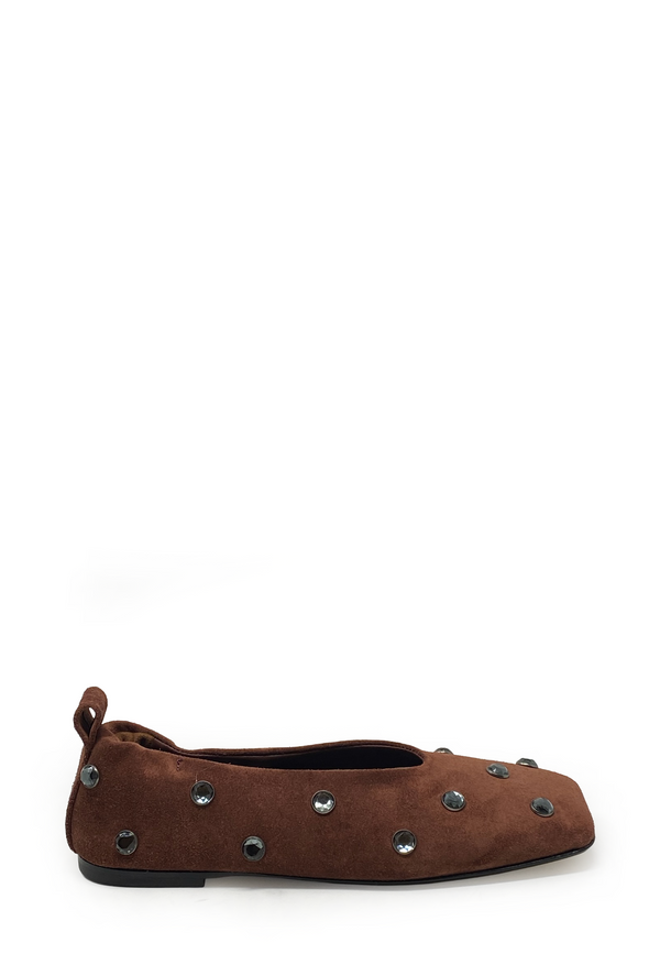 Eva Belen Crystal Ballerina | Wood Suede