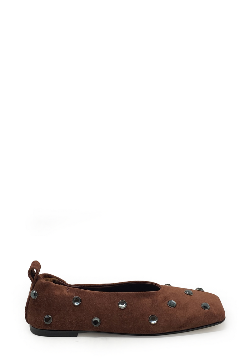 Eva Belen Crystal Ballerina | Wood Suede
