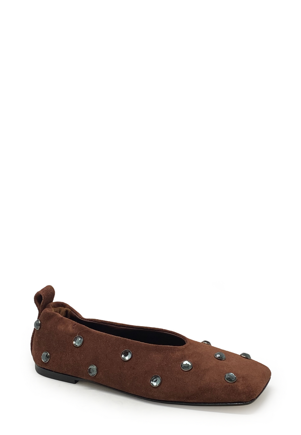 Eva Belen Crystal Ballerina | Wood Suede