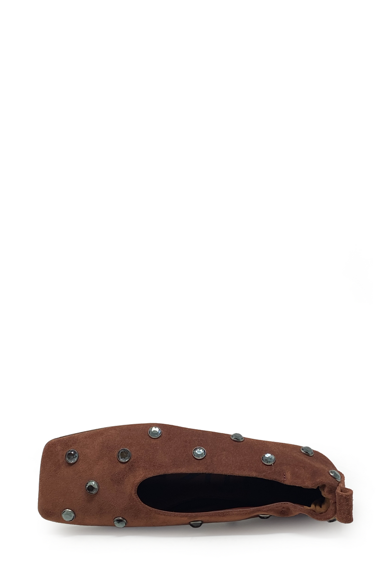 Eva Belen Crystal Ballerina | Wood Suede