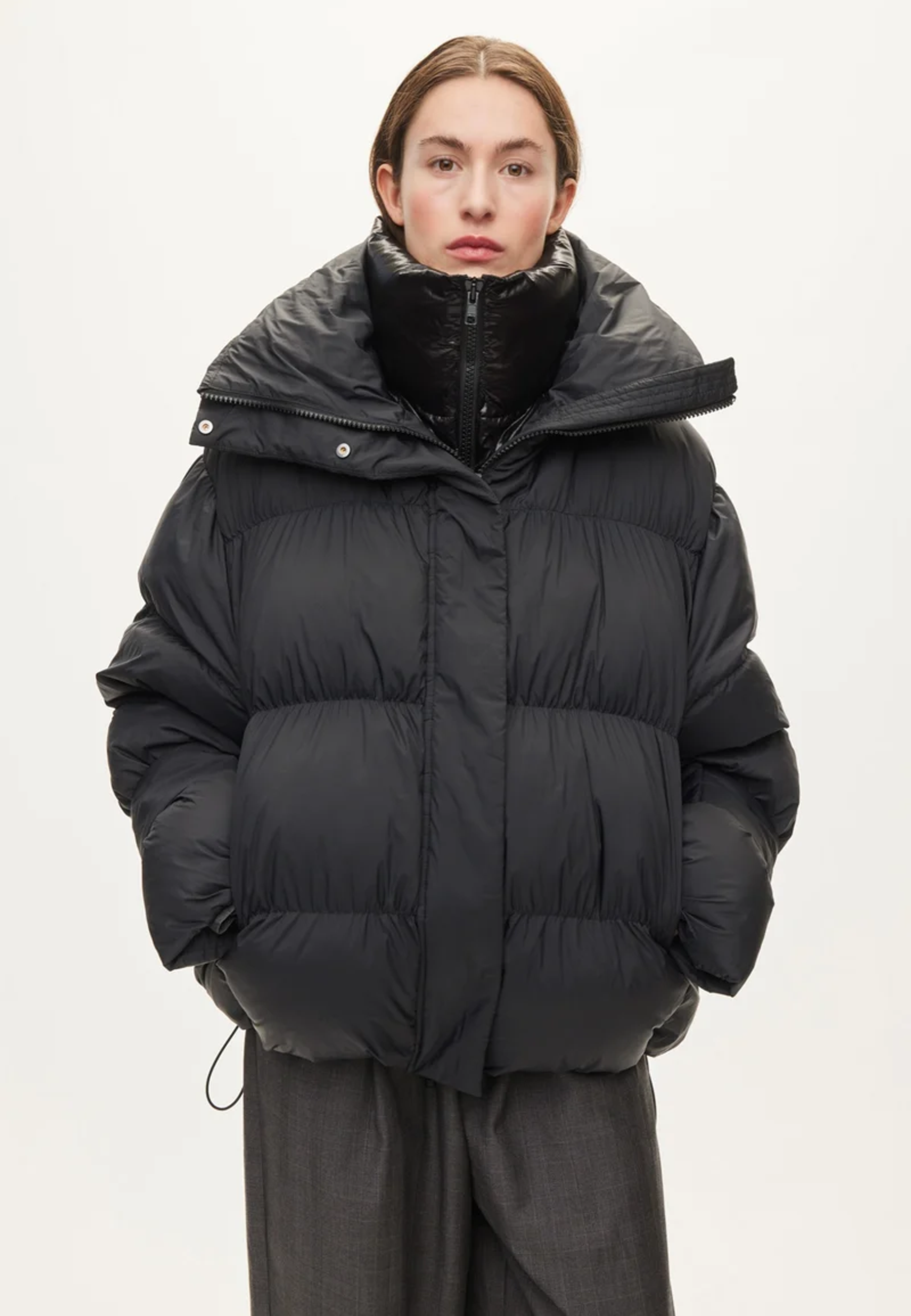 Aki Double Collar Pufferjacket | Black