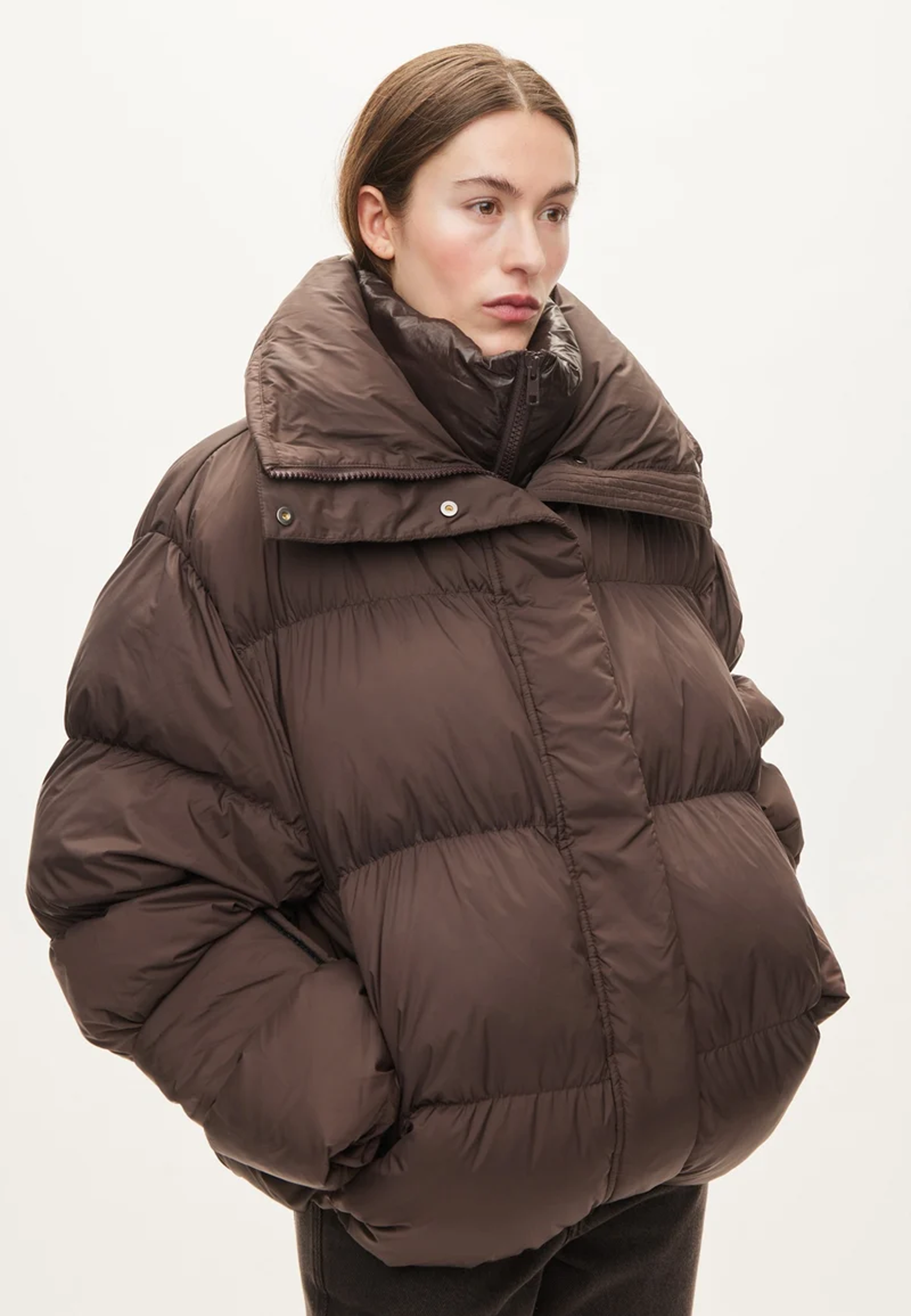 Aki Double Collar Pufferjacket | Chocolate Torte