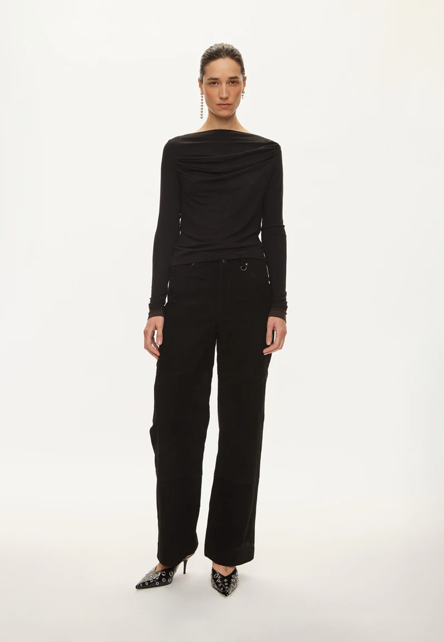 Bibi Merino Drape Longsleeve | Black Brown