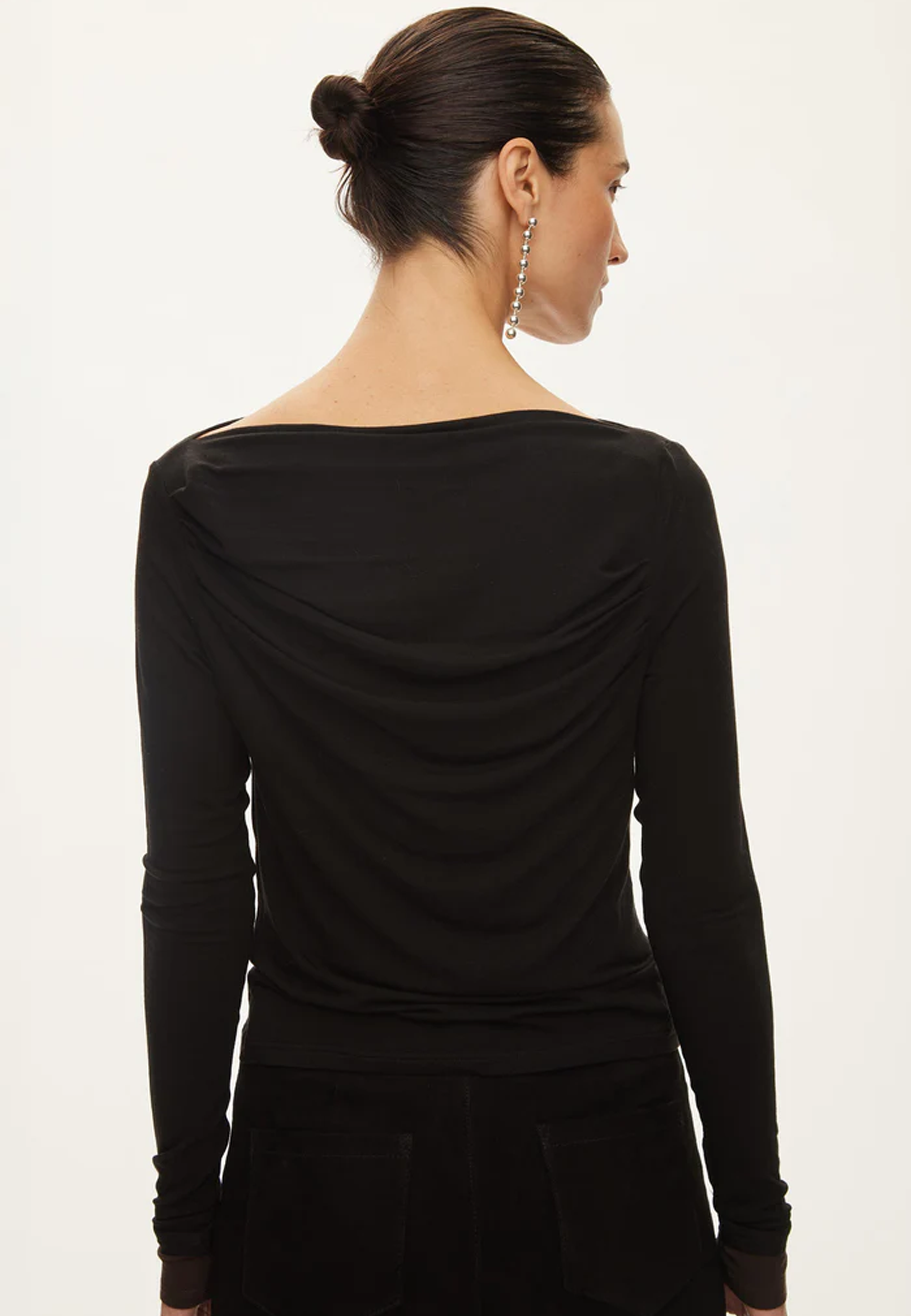 Bibi Merino Drape Longsleeve | Black Brown