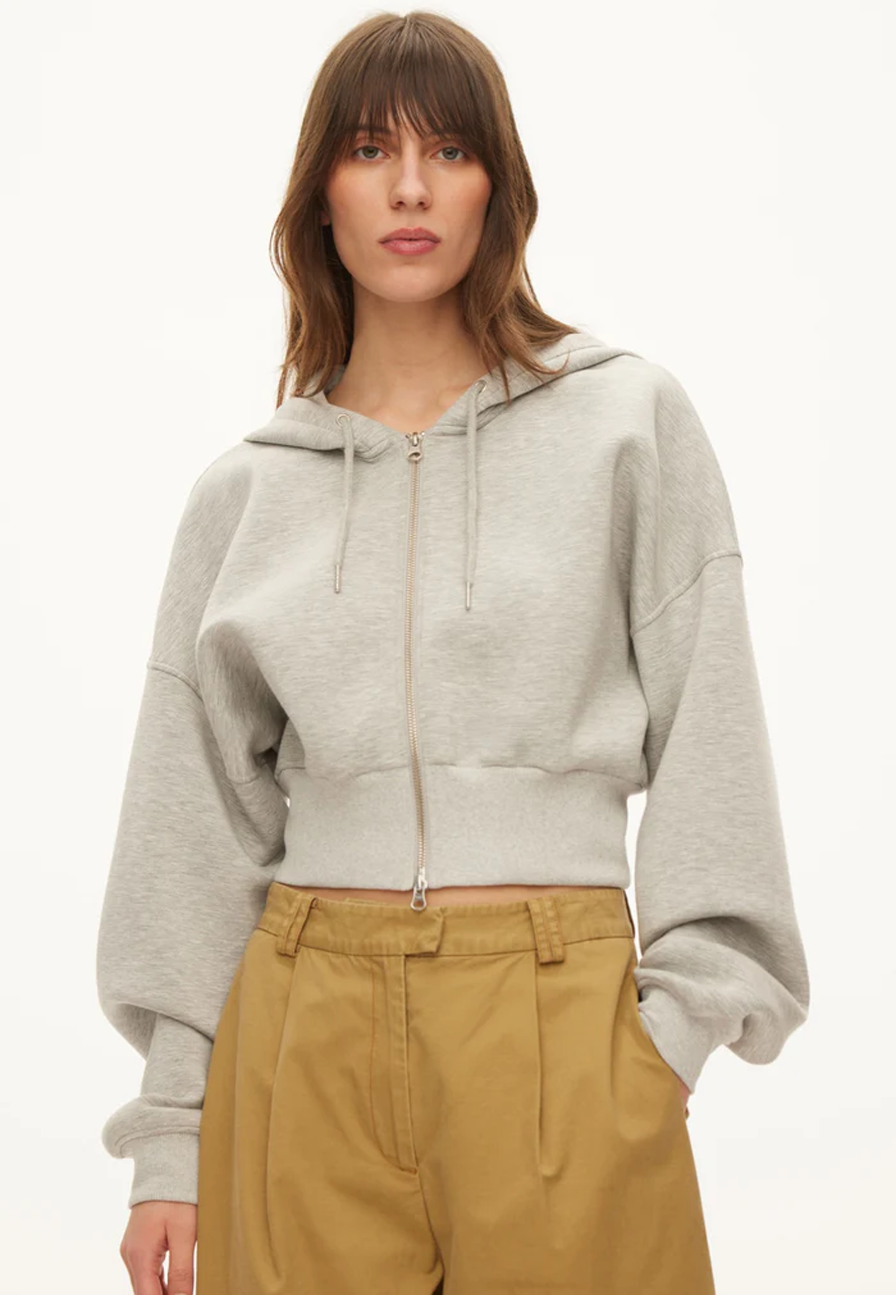 Browie Viscose Lynlås Hættetrøje | Grå Melange