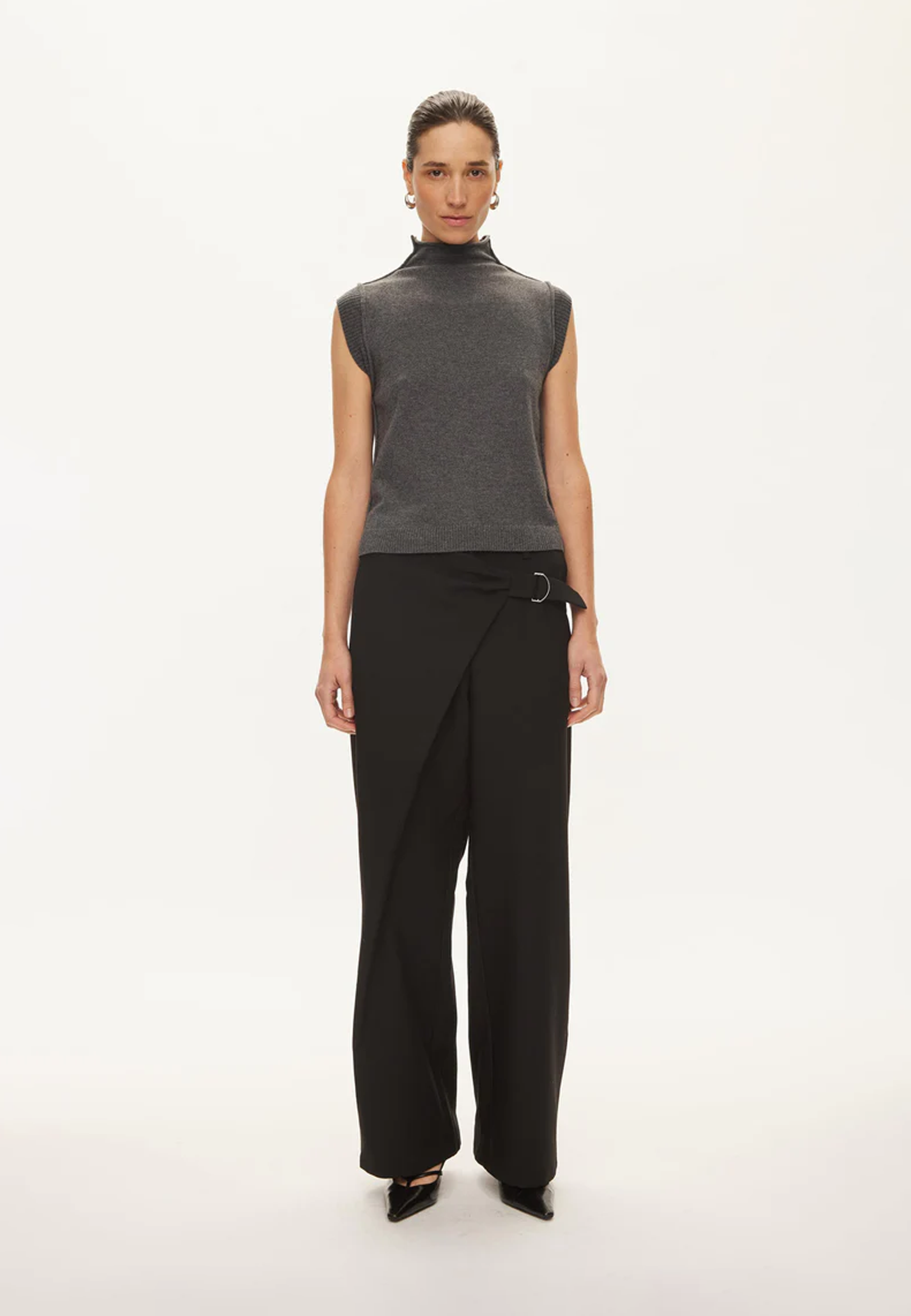 Carla Stehkragen Cashmere Top | Dark Gull