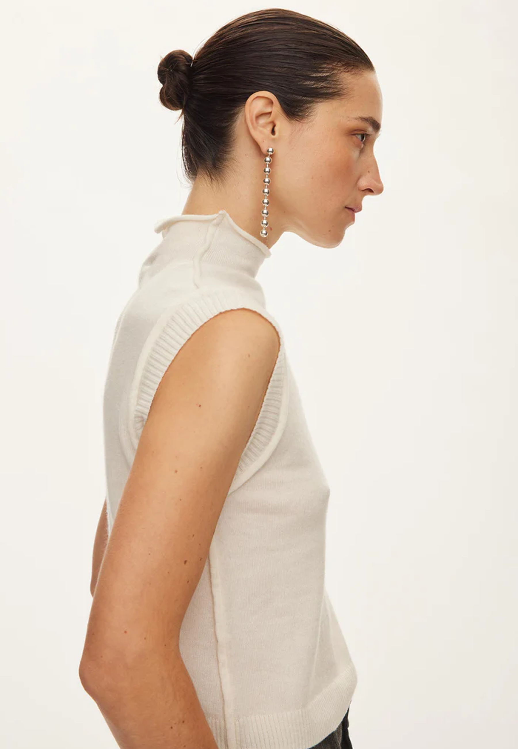 Carla Stehkragen Cashmere Top | Off White