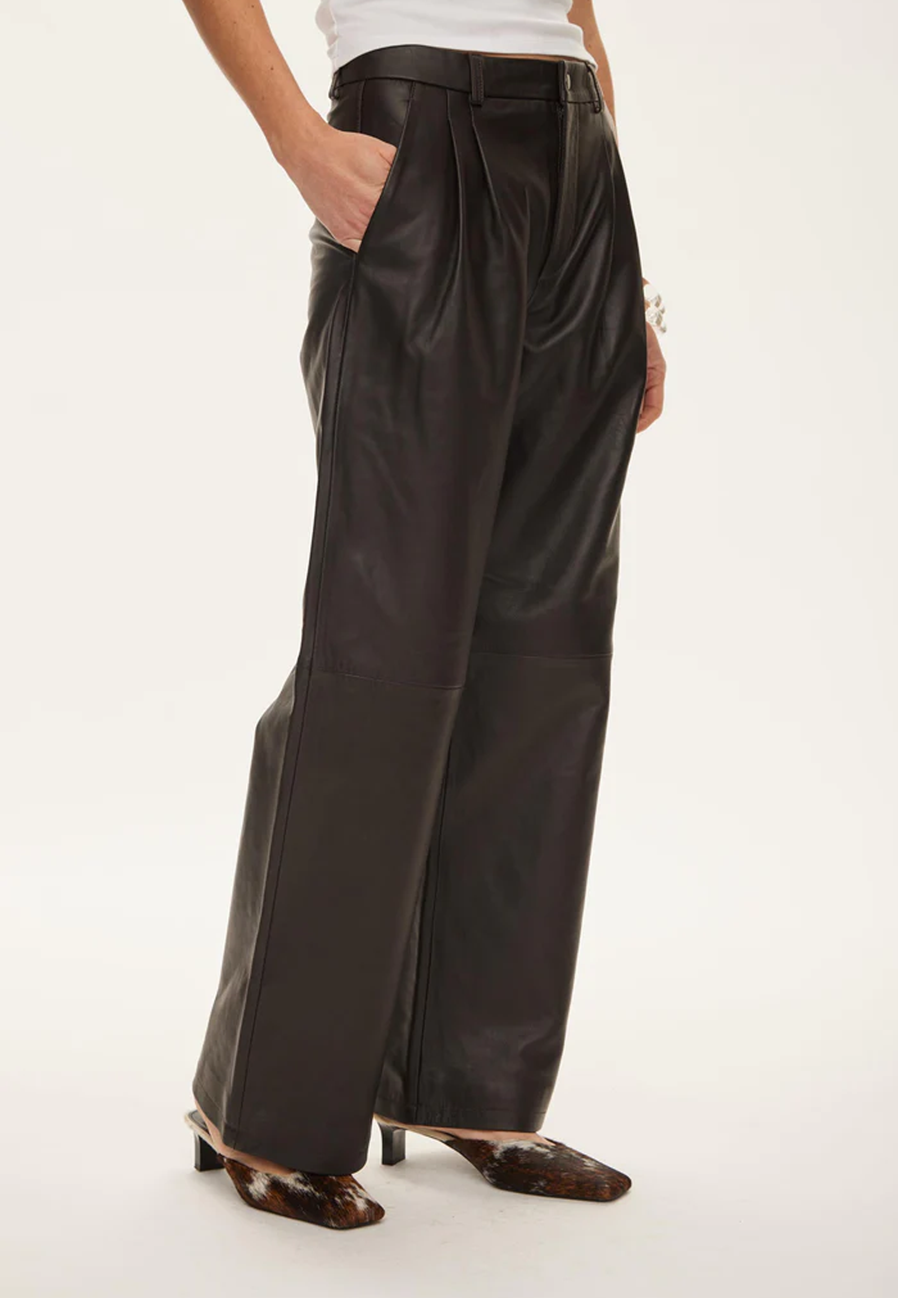 Roy Wide Leg Fit Lederhose | Chocolate Torte