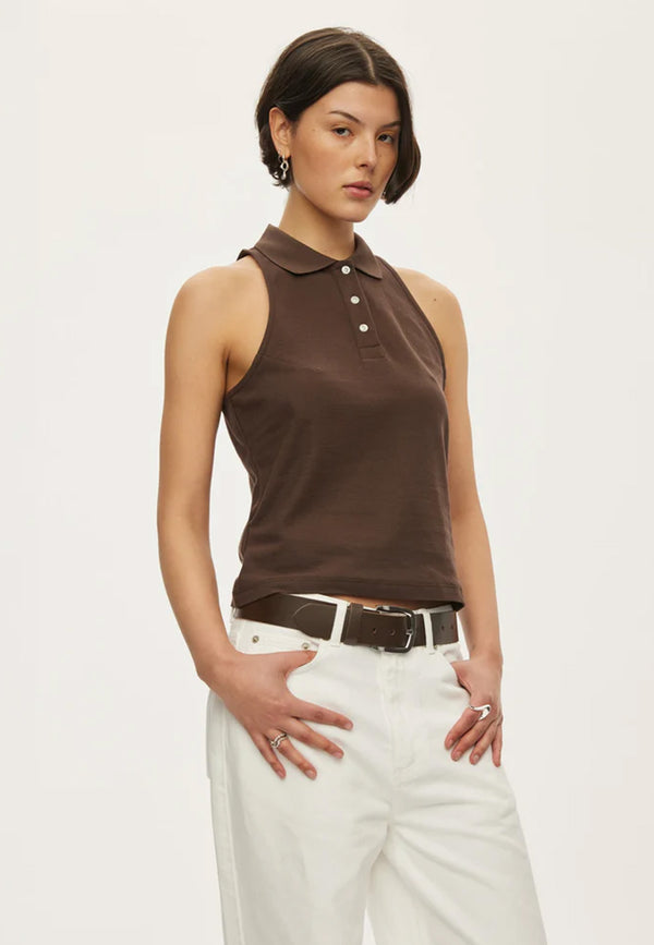Sunny Polo Top | Dark Oak