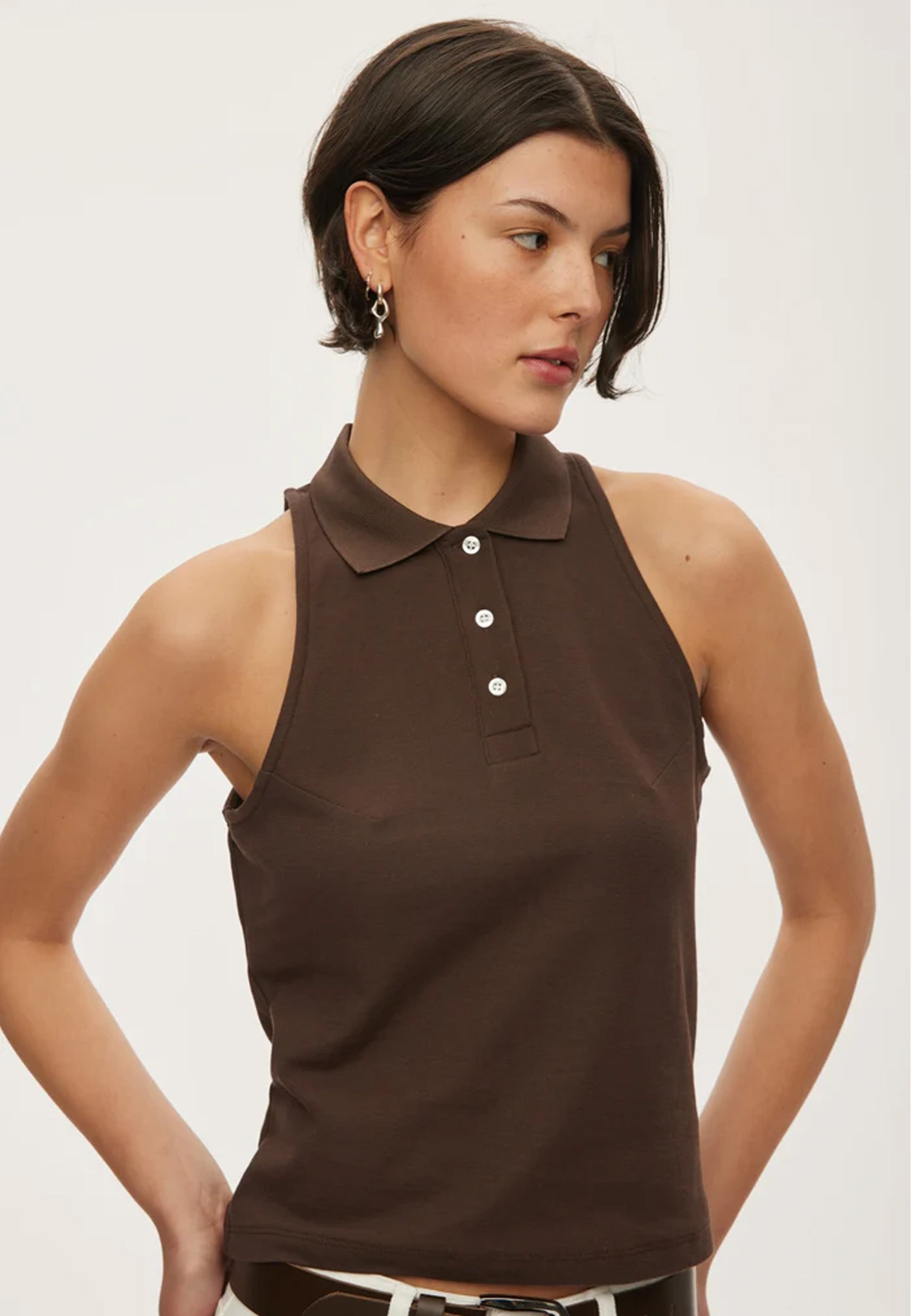 Sunny Polo Top | Dark Oak