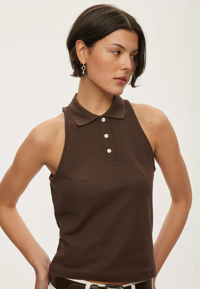 Sunny Polo Top | Dark Oak