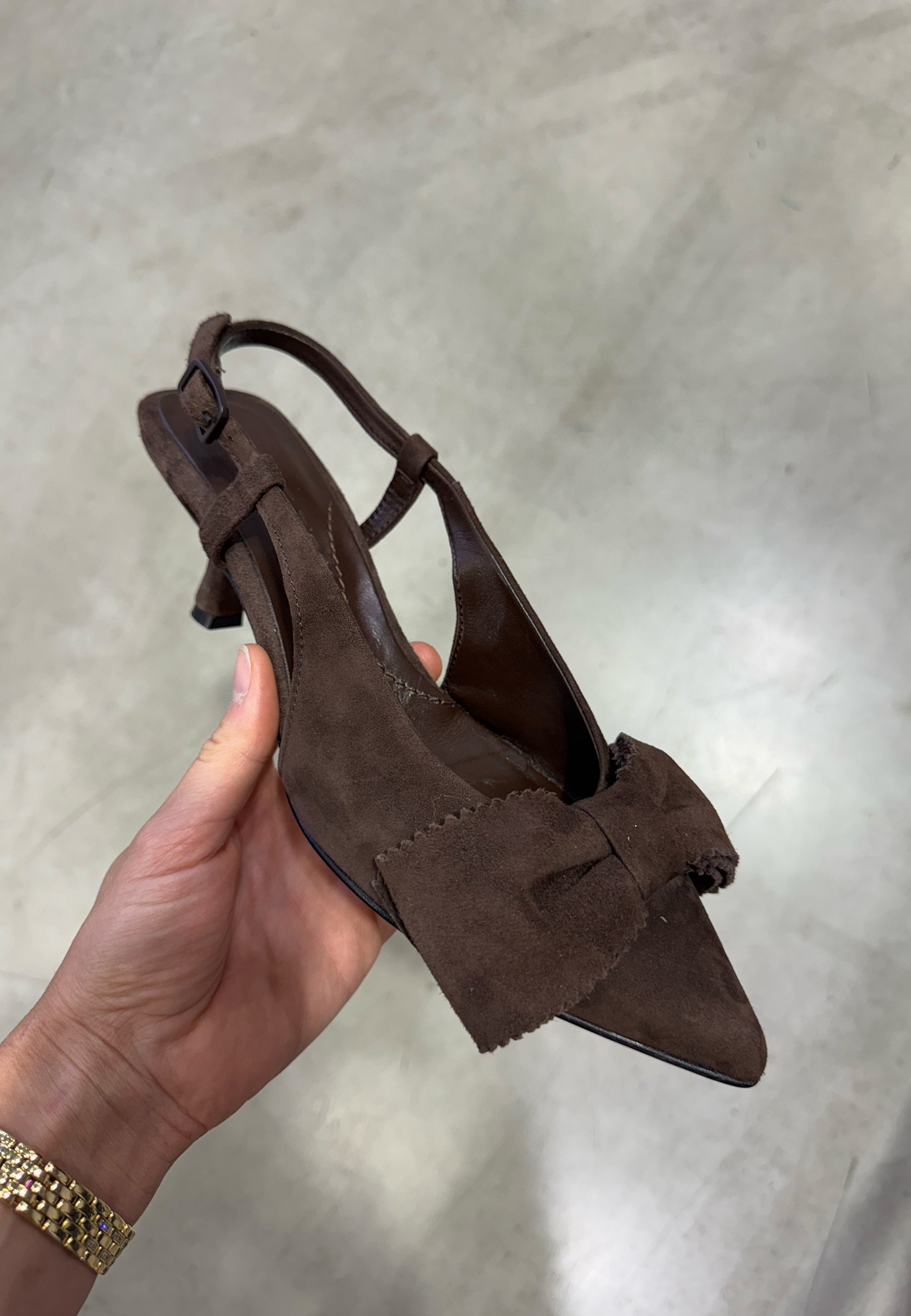 6260 Henriette Heel Sling | Espresso Camoscio