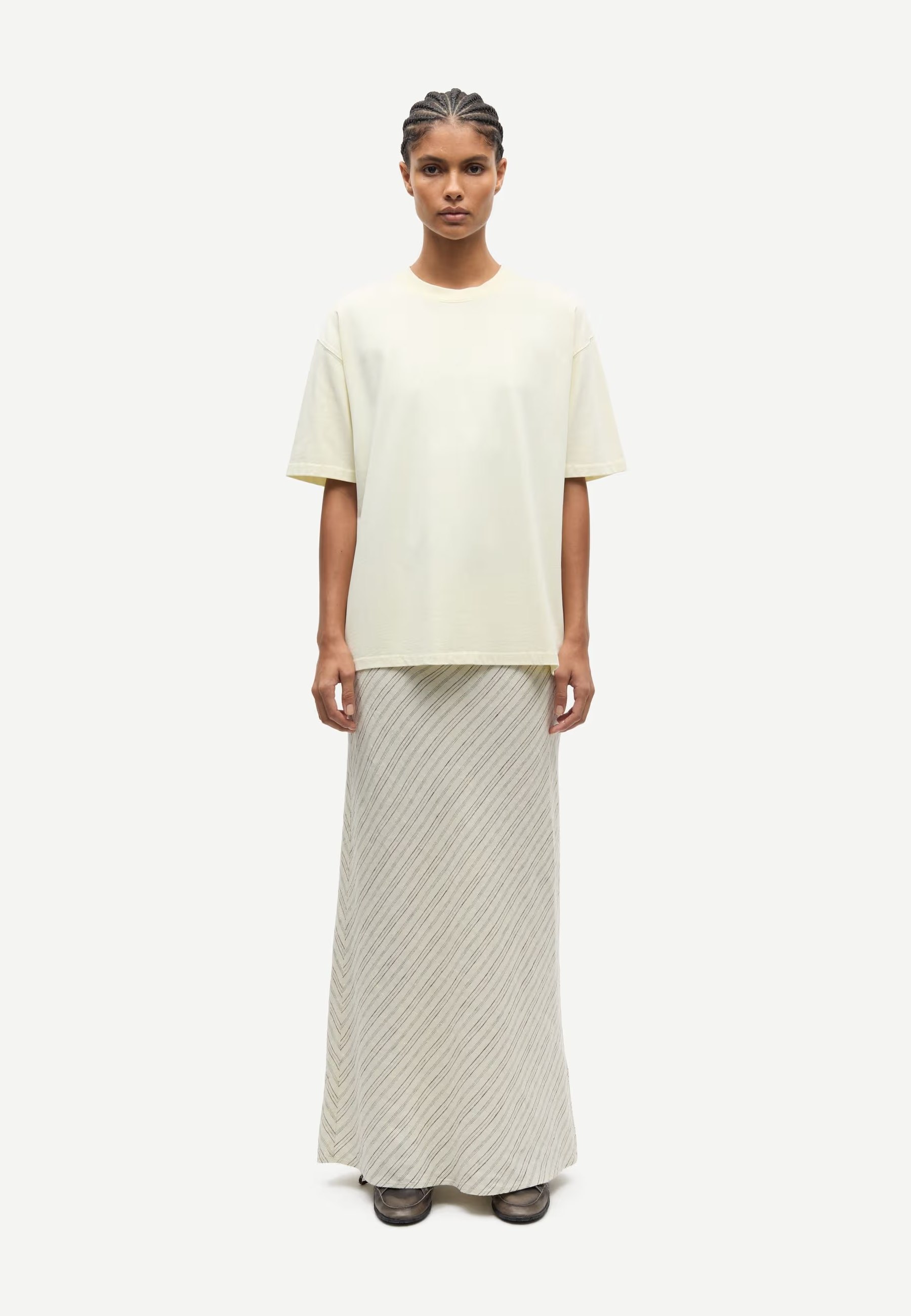 Saagneta Leinen Maxirock | Bone Stripes