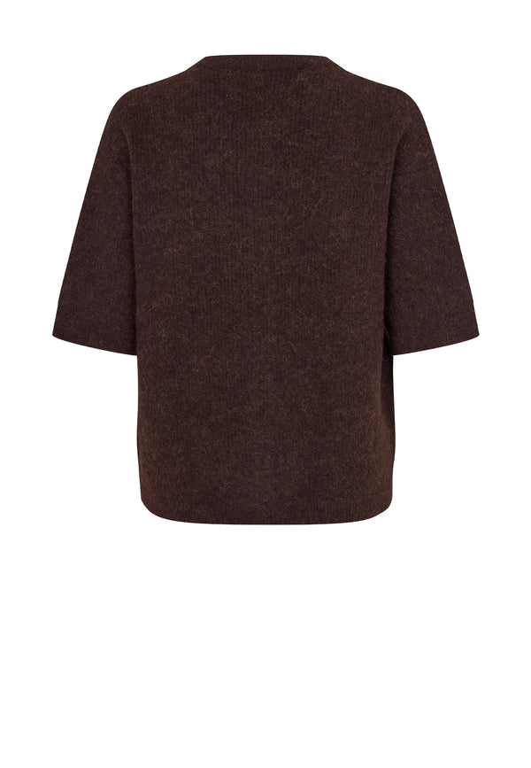 Saanoura Alpaka Kurzarm Cardigan | Black Coffee
