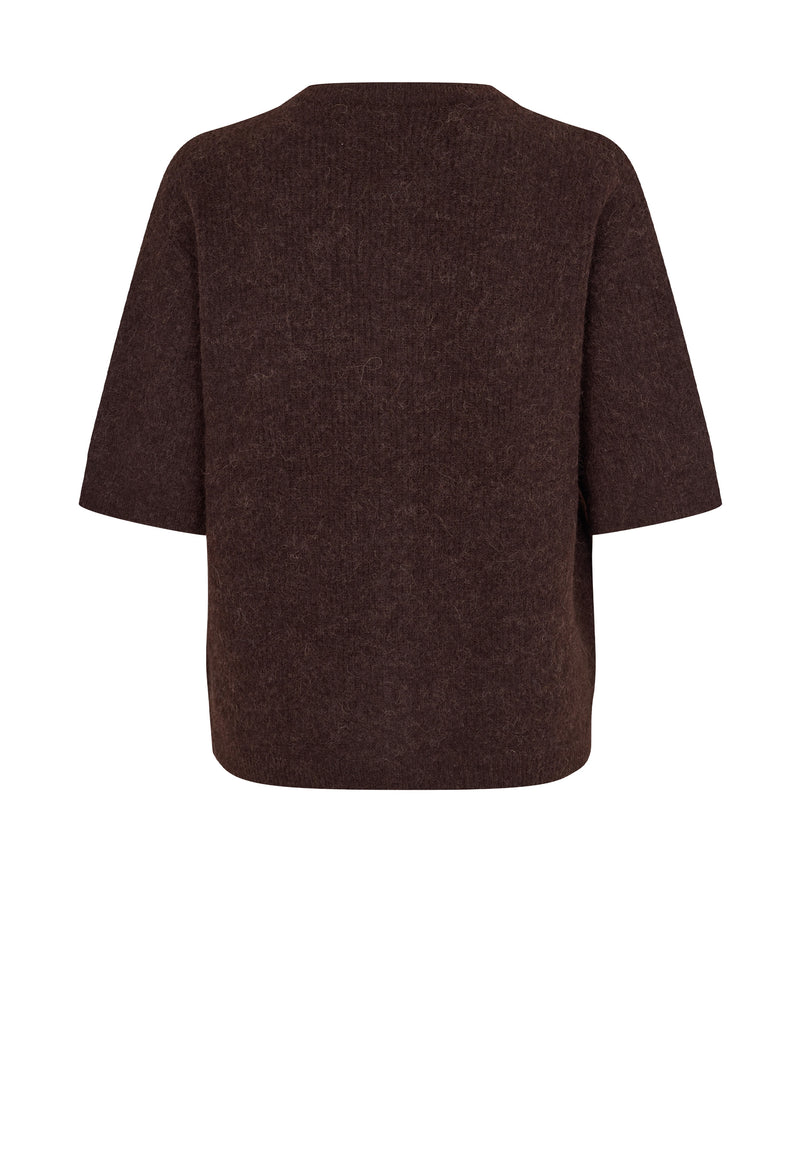 Saanoura Alpaka Kurzarm Cardigan | Black Coffee