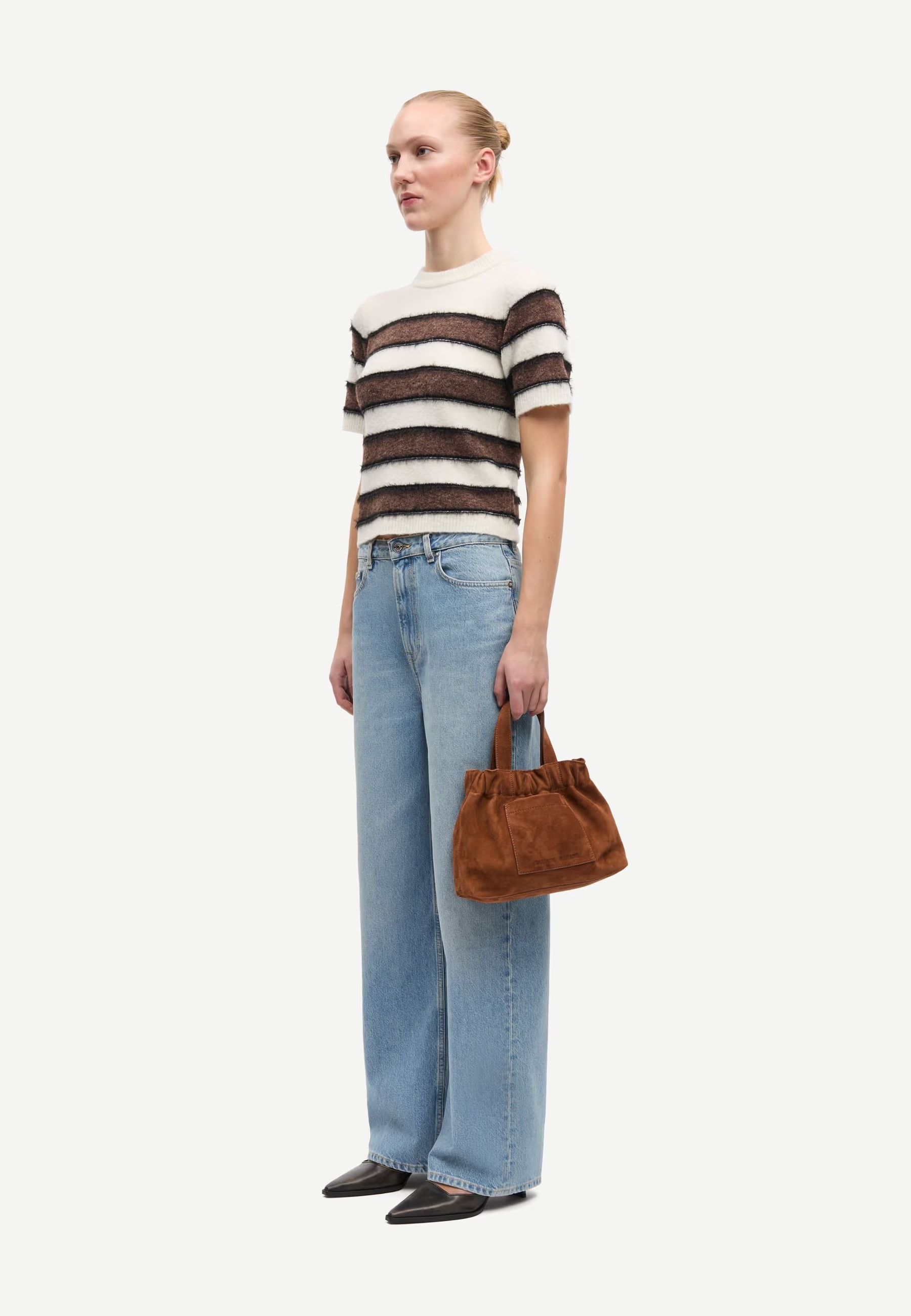 Sacian Alpaka T-Shirt | Black Coffee Stripes