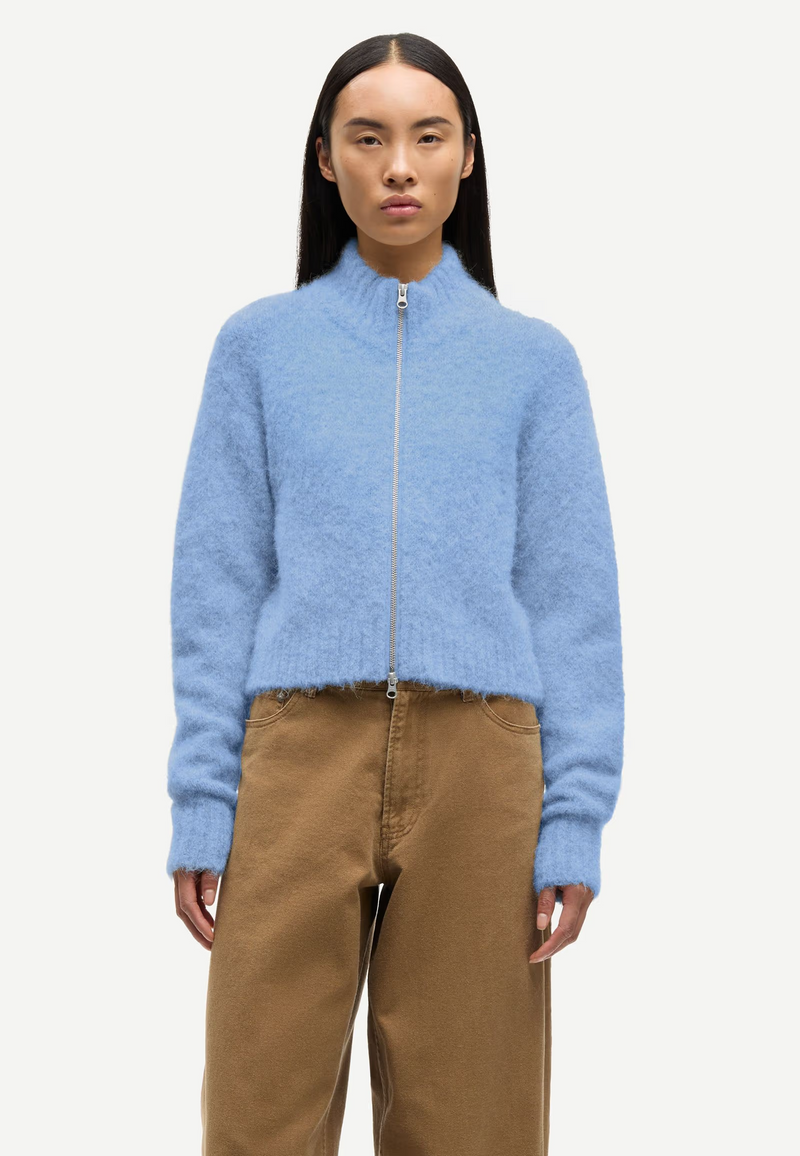 Sajeanne Alpaka Cardigan |  Della Robbia Blue