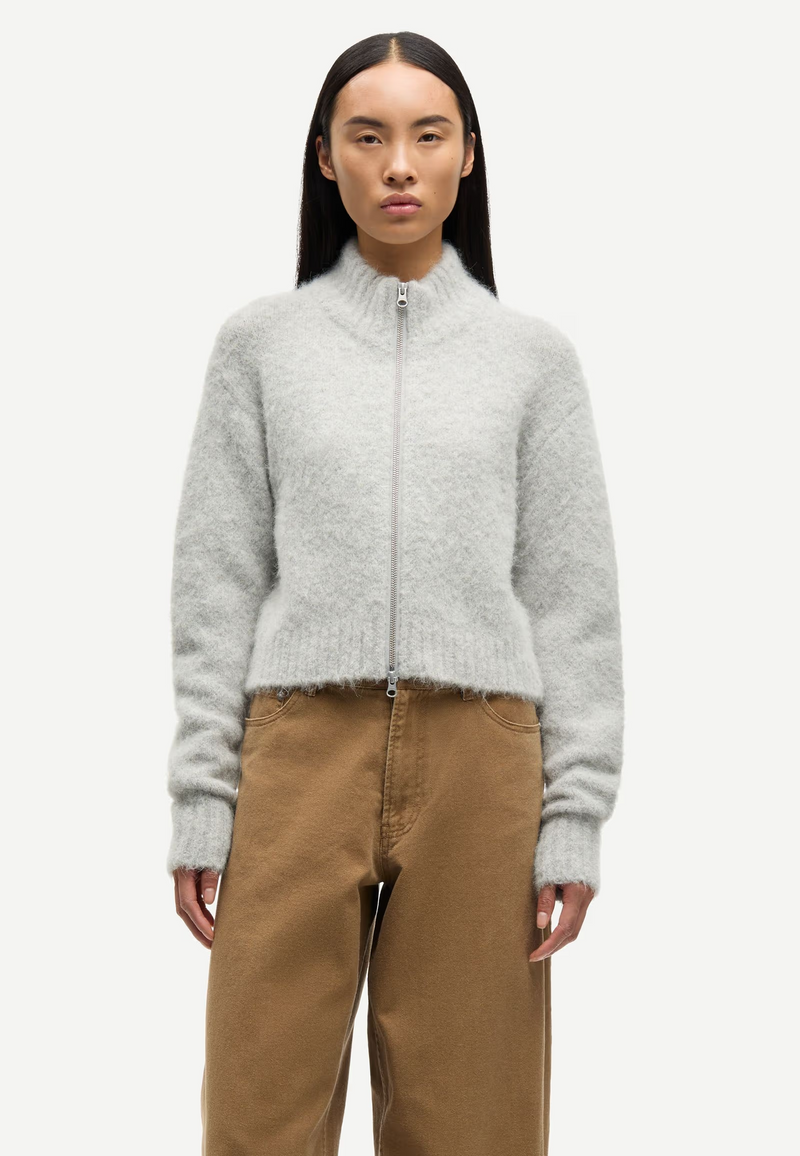 Sajeanne Alpaka Cardigan | Light Grey Melange