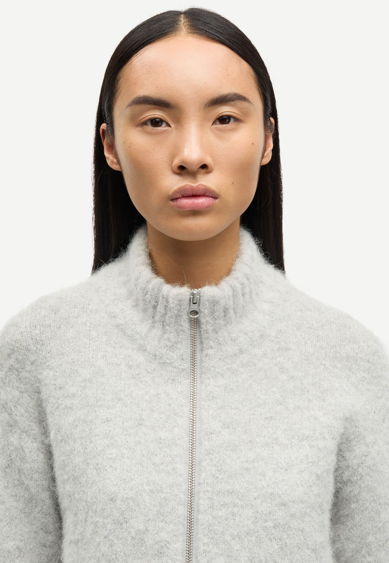 Sajeanne Alpaka Cardigan | Light Grey Melange