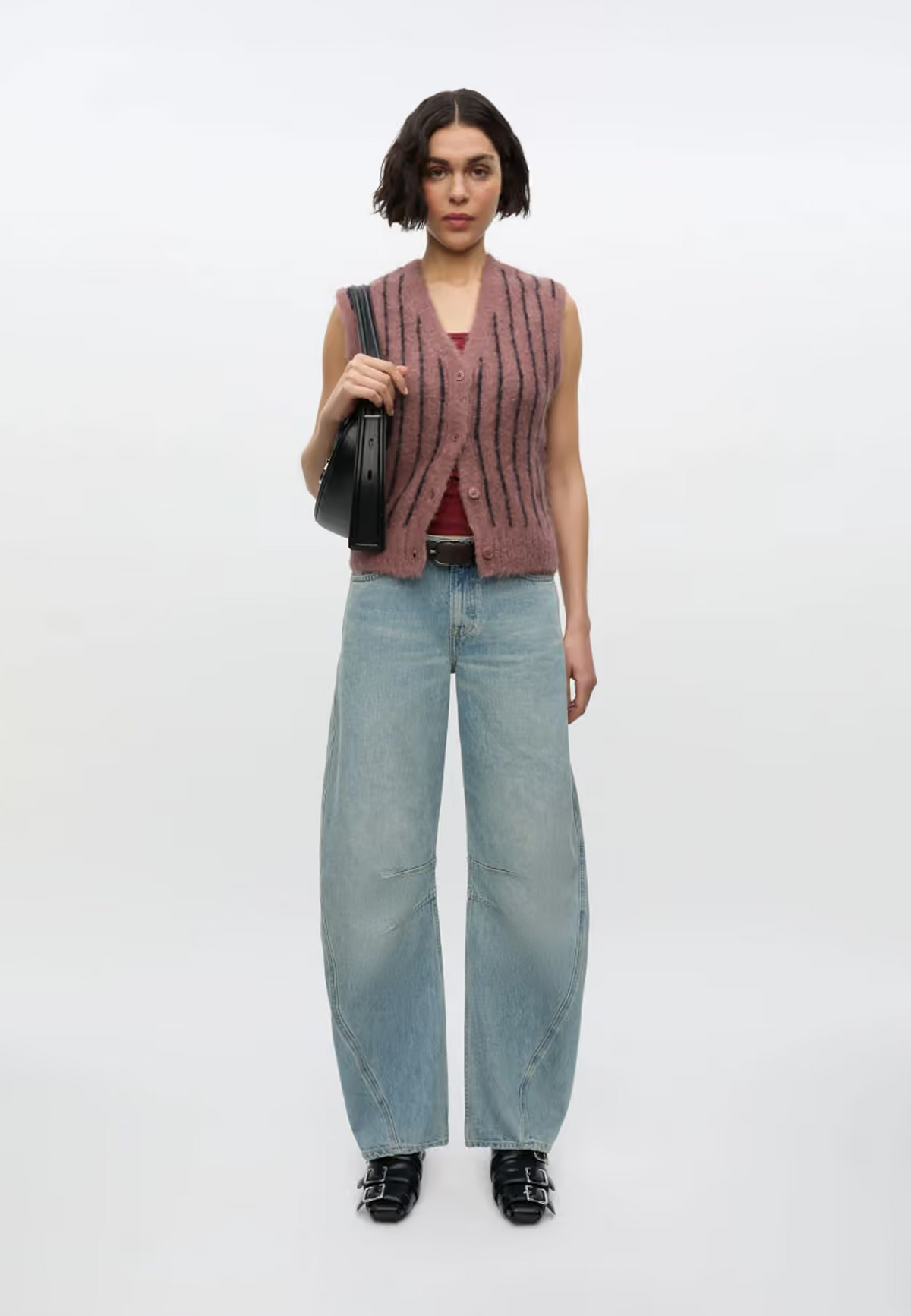 Sajeanne Alpaka Cardigan | Rose Taupe Stripes