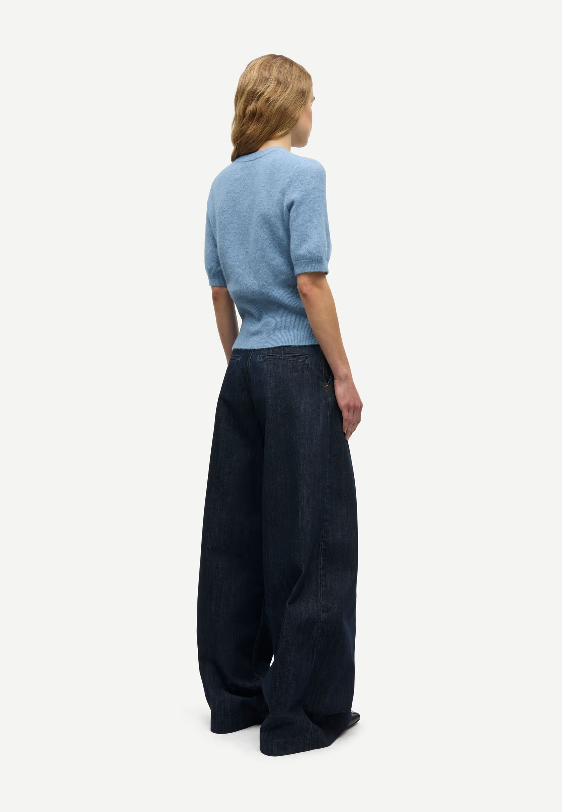 Salora Kurzarm Alpaka Cardigan | Blue