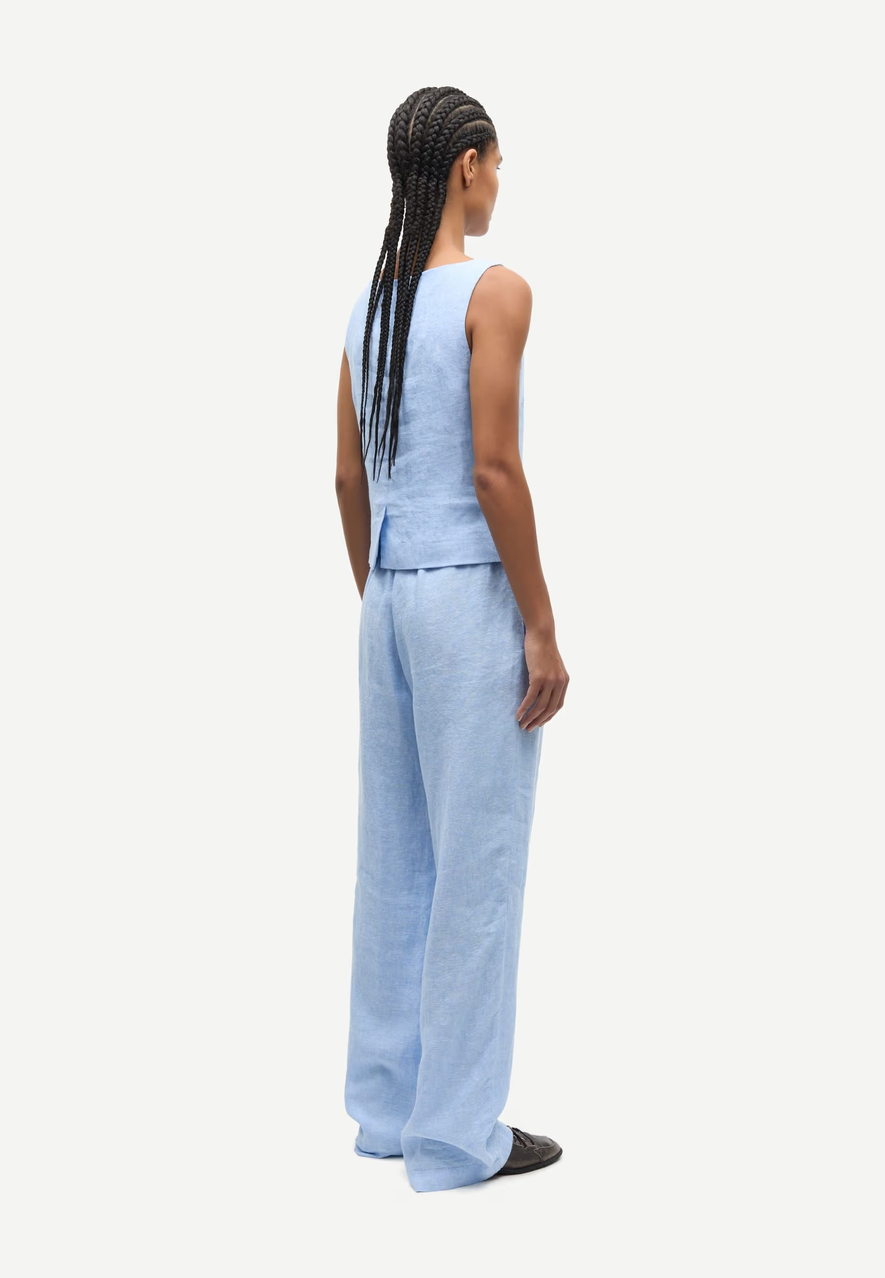 Saloves Linen Vest | Bel Air Blue Melange
